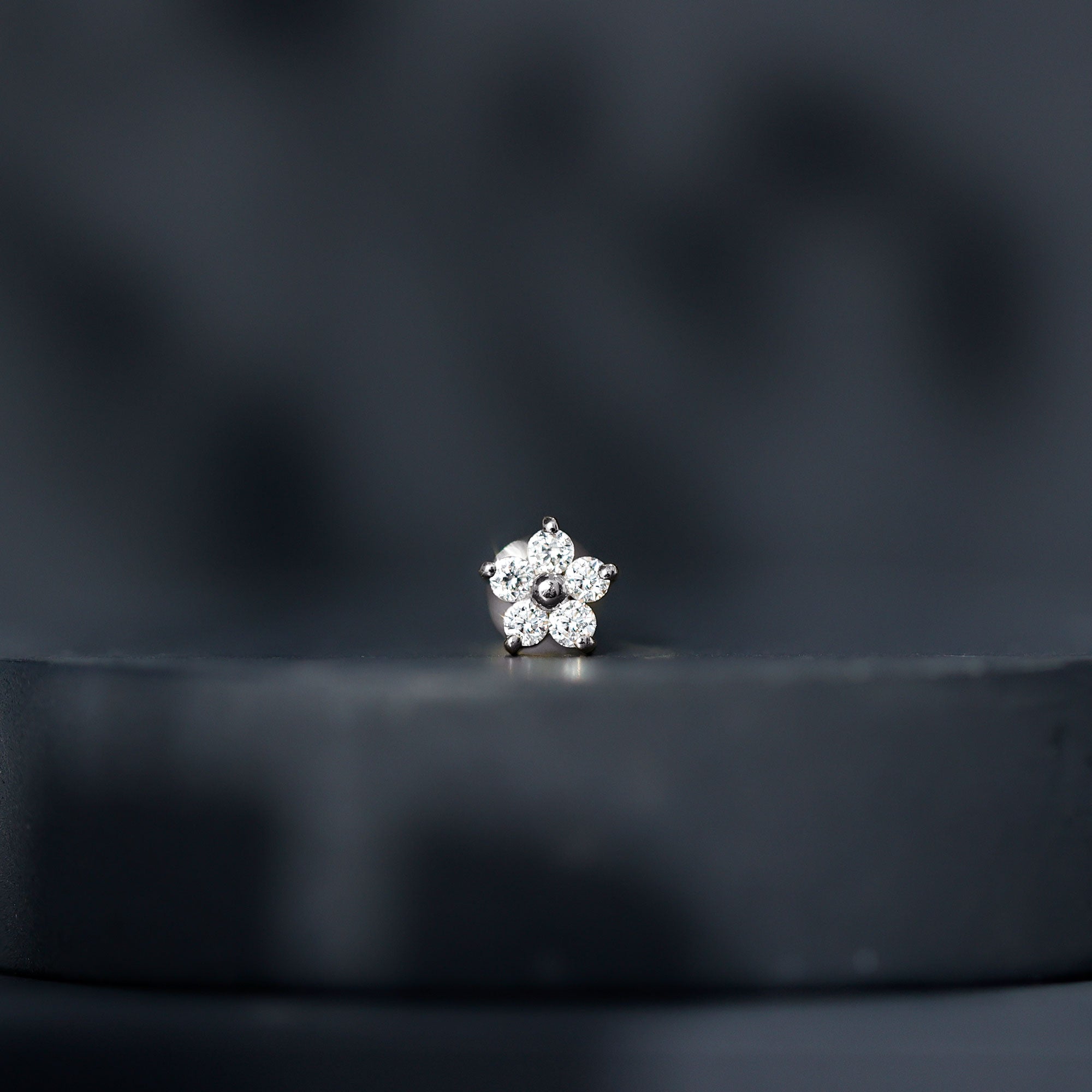 Certified Round Moissanite Flower Earring for Conch Piercing D-VS1 - Rosec Jewels