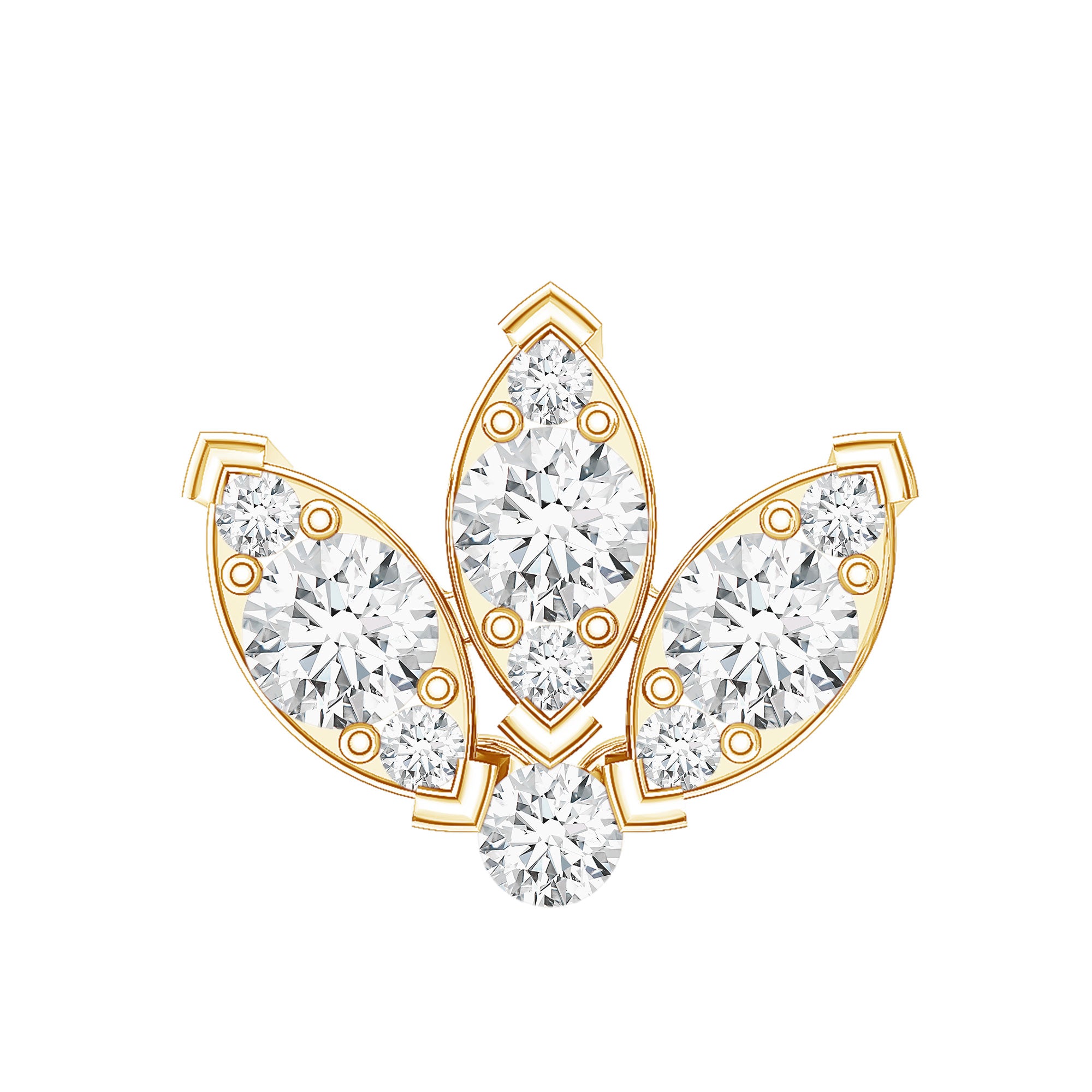 Certified Moissanite Lotus Earring for Cartilage Piercing D-VS1 - Rosec Jewels