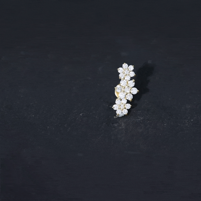 Certified Moissanite Flower Ear Climber Earring D-VS1 - Rosec Jewels