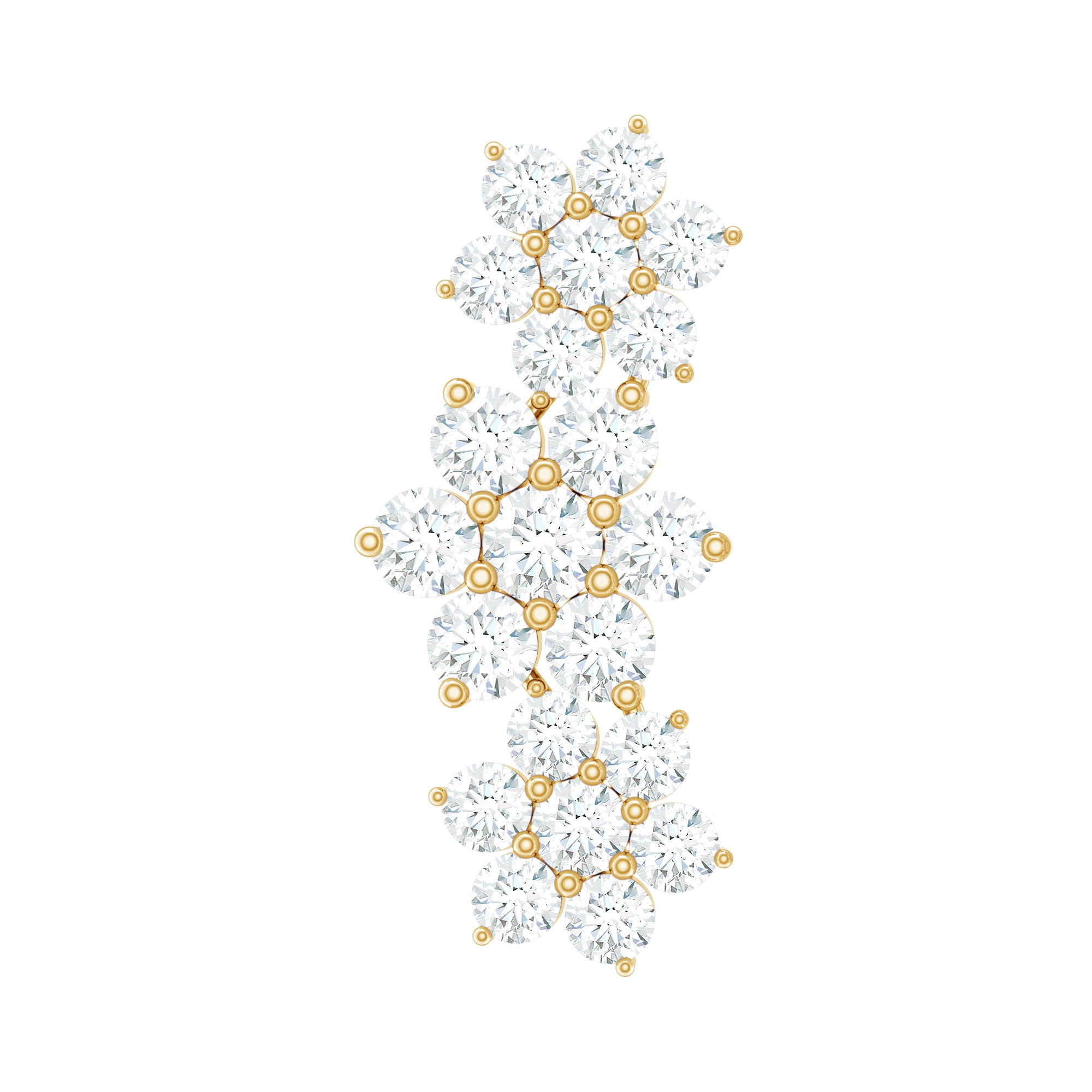 Certified Moissanite Flower Ear Climber Earring D-VS1 - Rosec Jewels