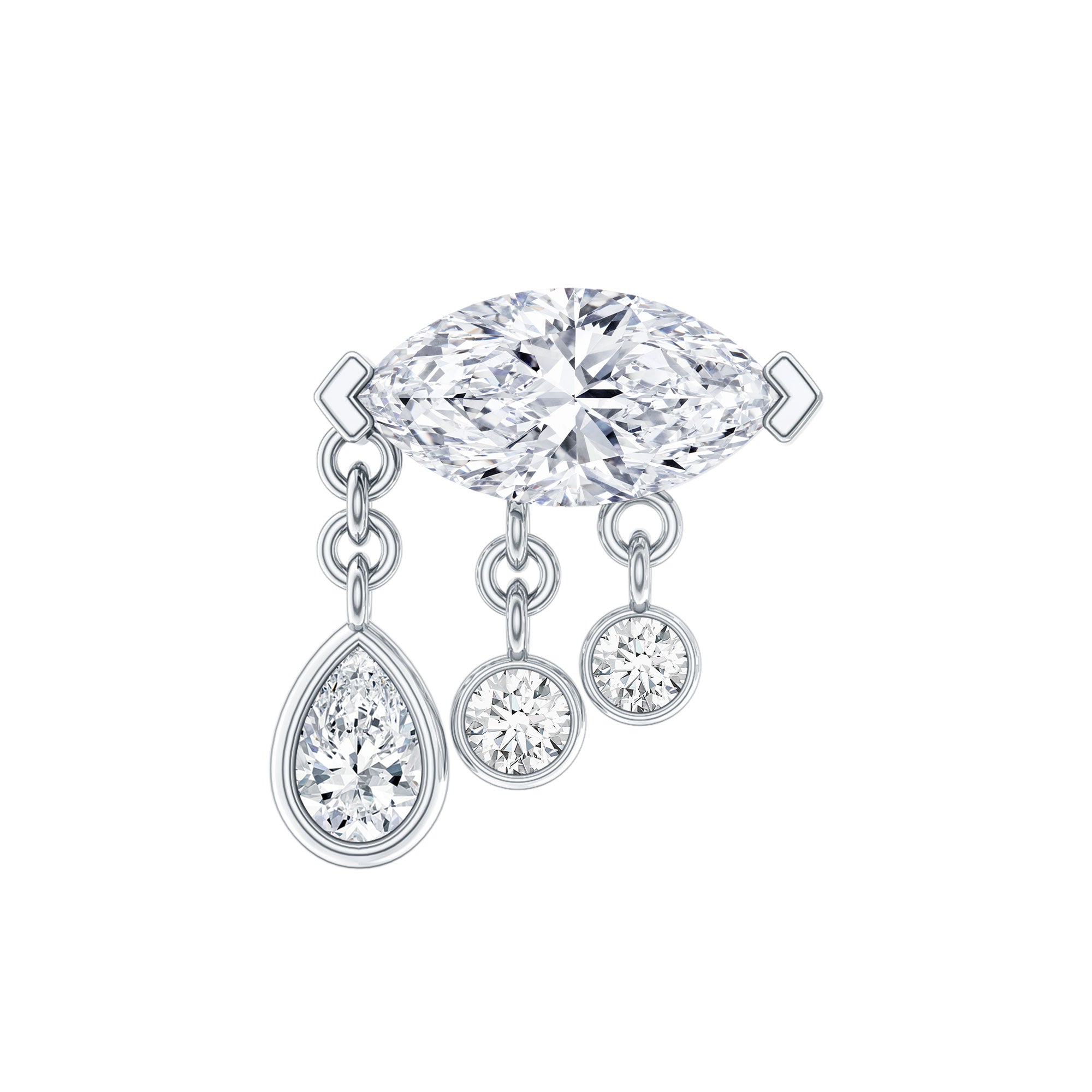 Marquise Diamond Drop Earring for Helix Piercing Natural - ( HI-SI ) - Rosec Jewels