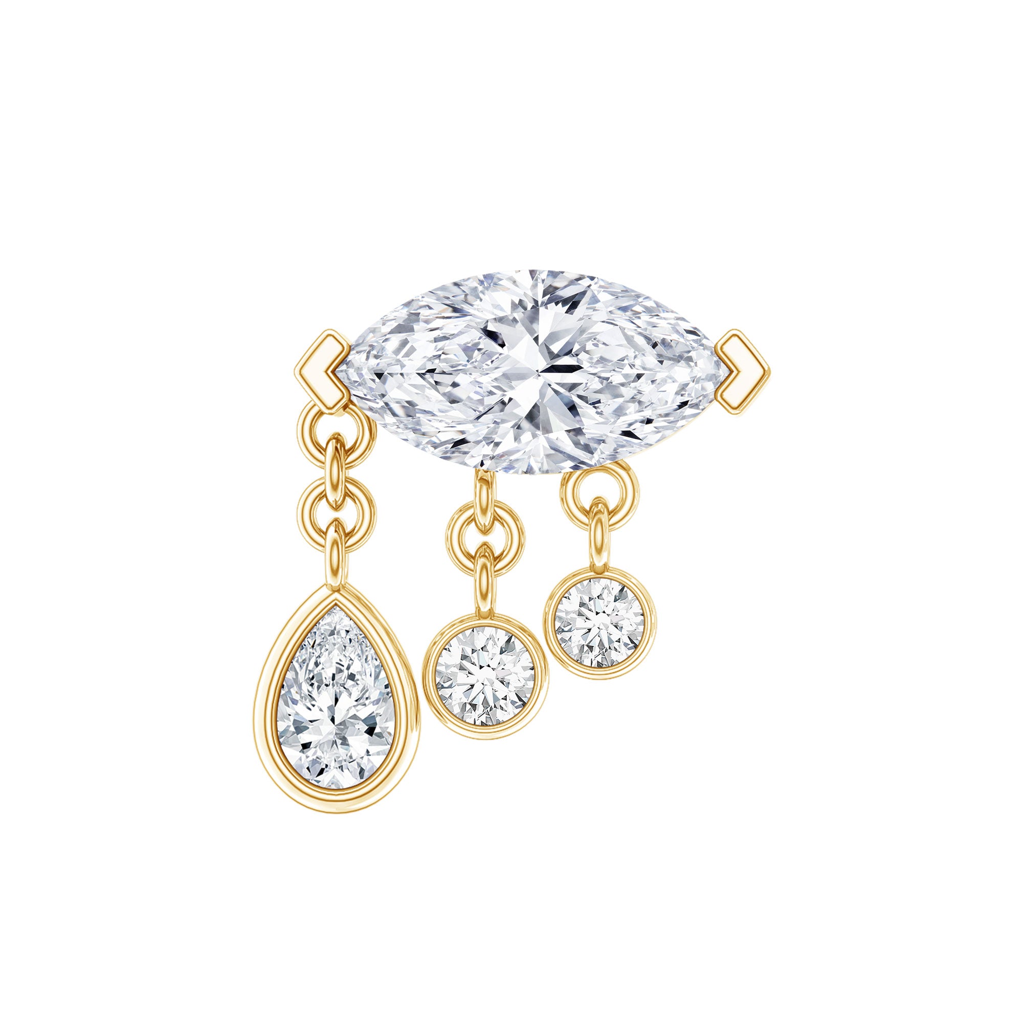 Marquise Diamond Drop Earring for Helix Piercing Natural - ( HI-SI ) - Rosec Jewels