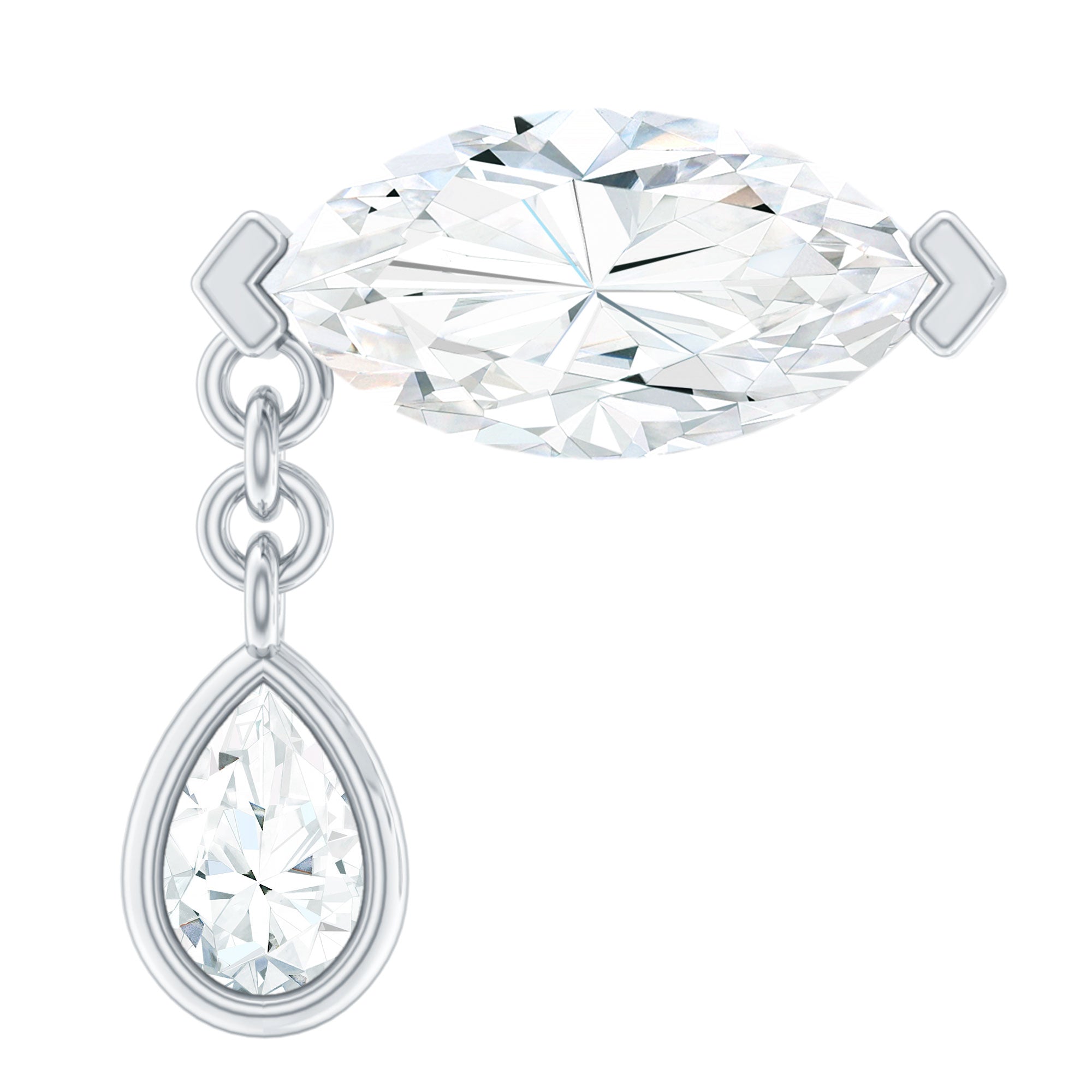Real Marquise Diamond Cartilage Drop Earring Natural - ( HI-SI ) - Rosec Jewels