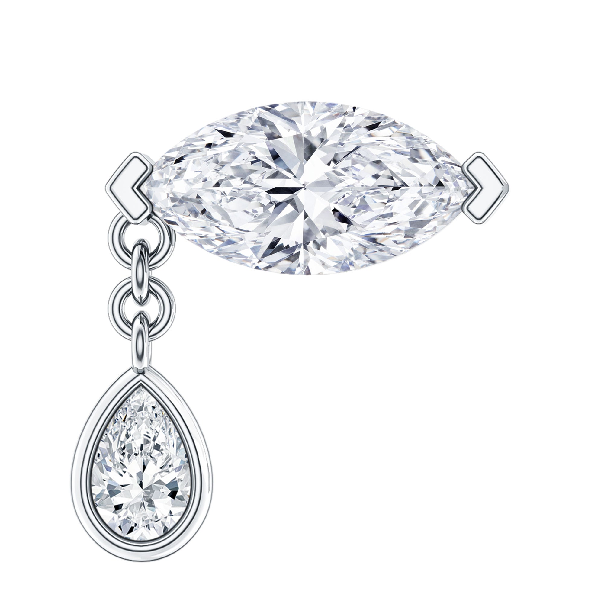 Real Marquise Diamond Cartilage Drop Earring Natural - ( HI-SI ) - Rosec Jewels
