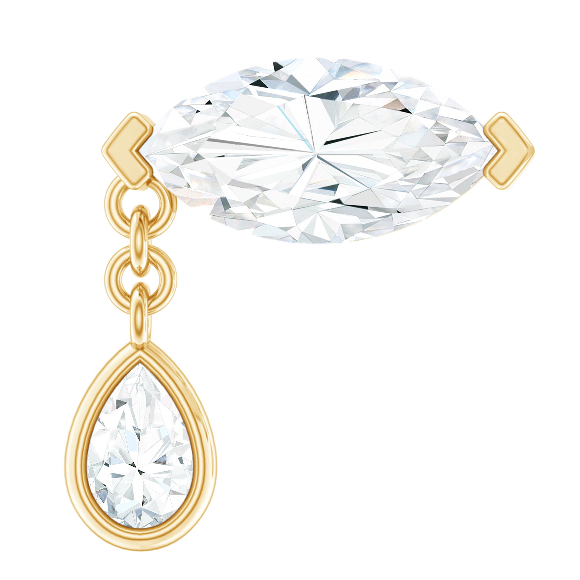Real Marquise Diamond Cartilage Drop Earring Natural - ( HI-SI ) - Rosec Jewels