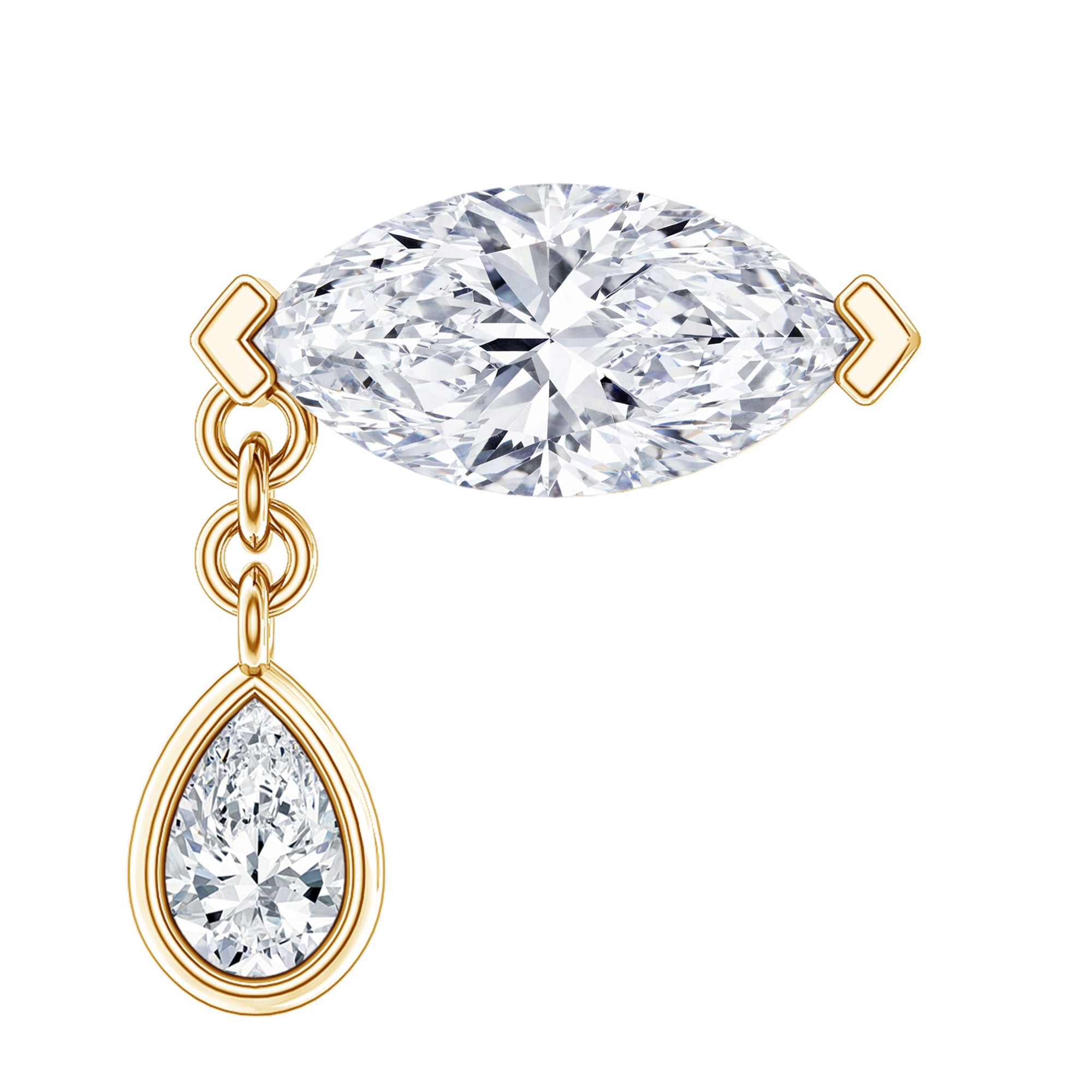 Real Marquise Diamond Cartilage Drop Earring Natural - ( HI-SI ) - Rosec Jewels