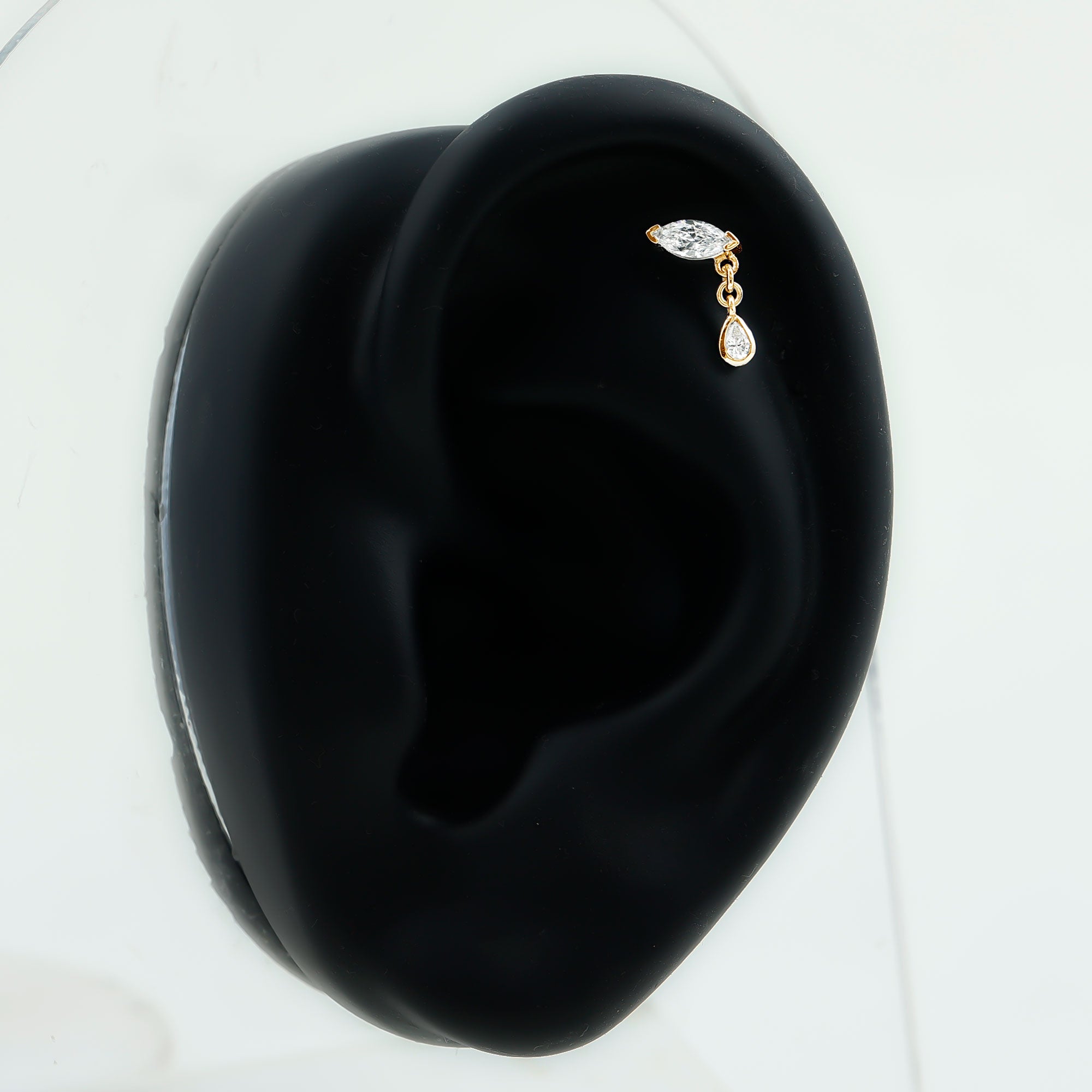 Real Marquise Diamond Cartilage Drop Earring Natural - ( HI-SI ) - Rosec Jewels