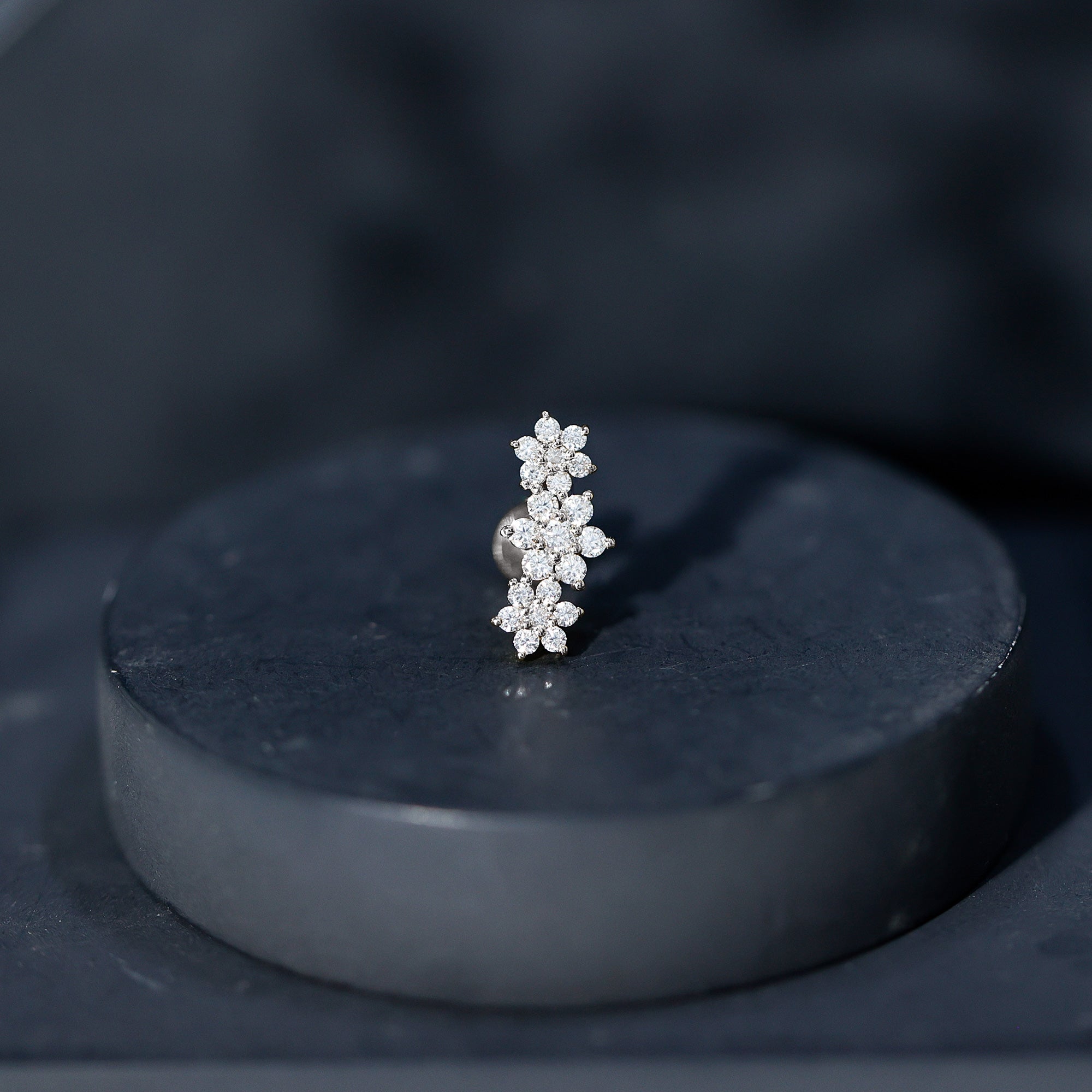 Certified Moissanite Flower Ear Crawler Earring for Women D-VS1 - Rosec Jewels