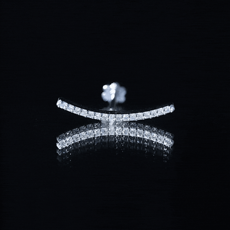 Certified Moissanite Curved Climber Earring for Her D-VS1 - Rosec Jewels