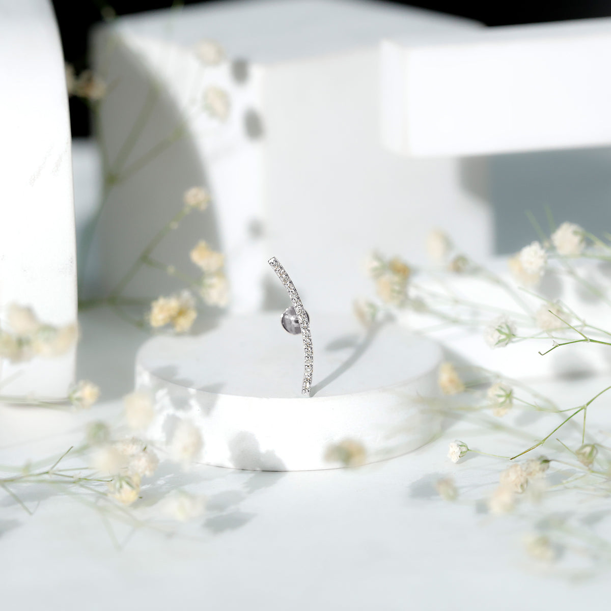 Certified Moissanite Curved Climber Earring for Her D-VS1 - Rosec Jewels