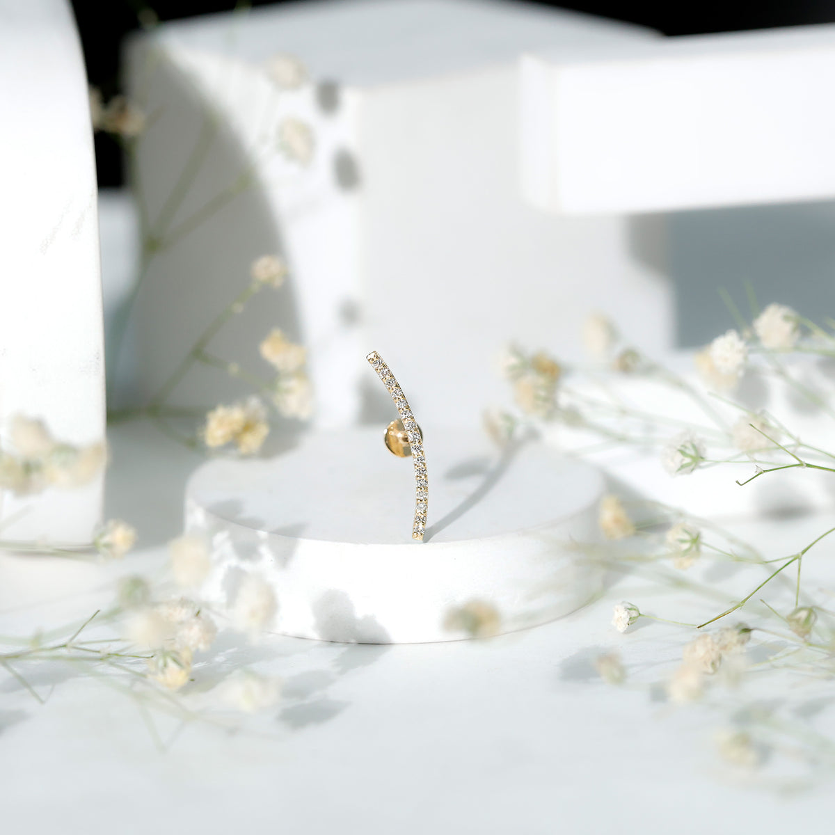 Certified Moissanite Curved Climber Earring for Her D-VS1 - Rosec Jewels