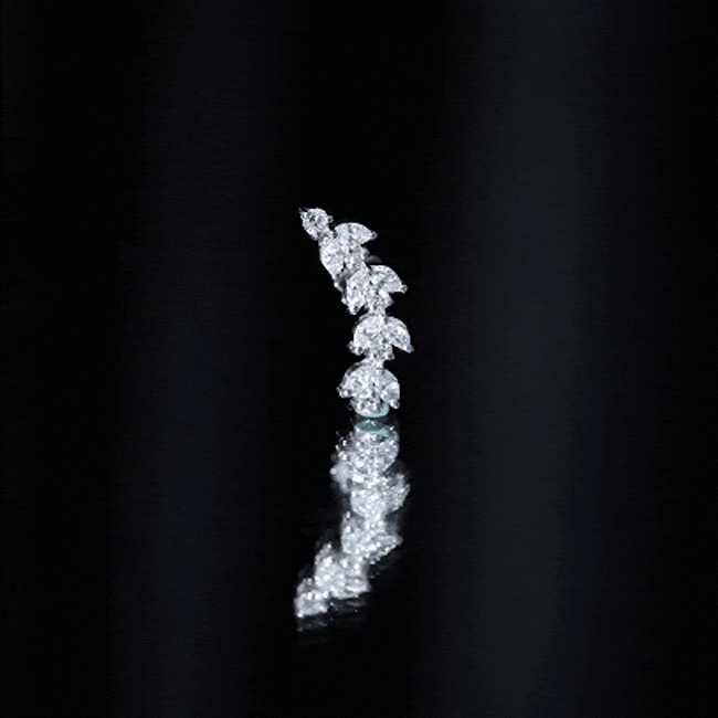 Nature Inspired Diamond Leaf Crawler Helix Earring Natural - ( HI-SI ) - Rosec Jewels
