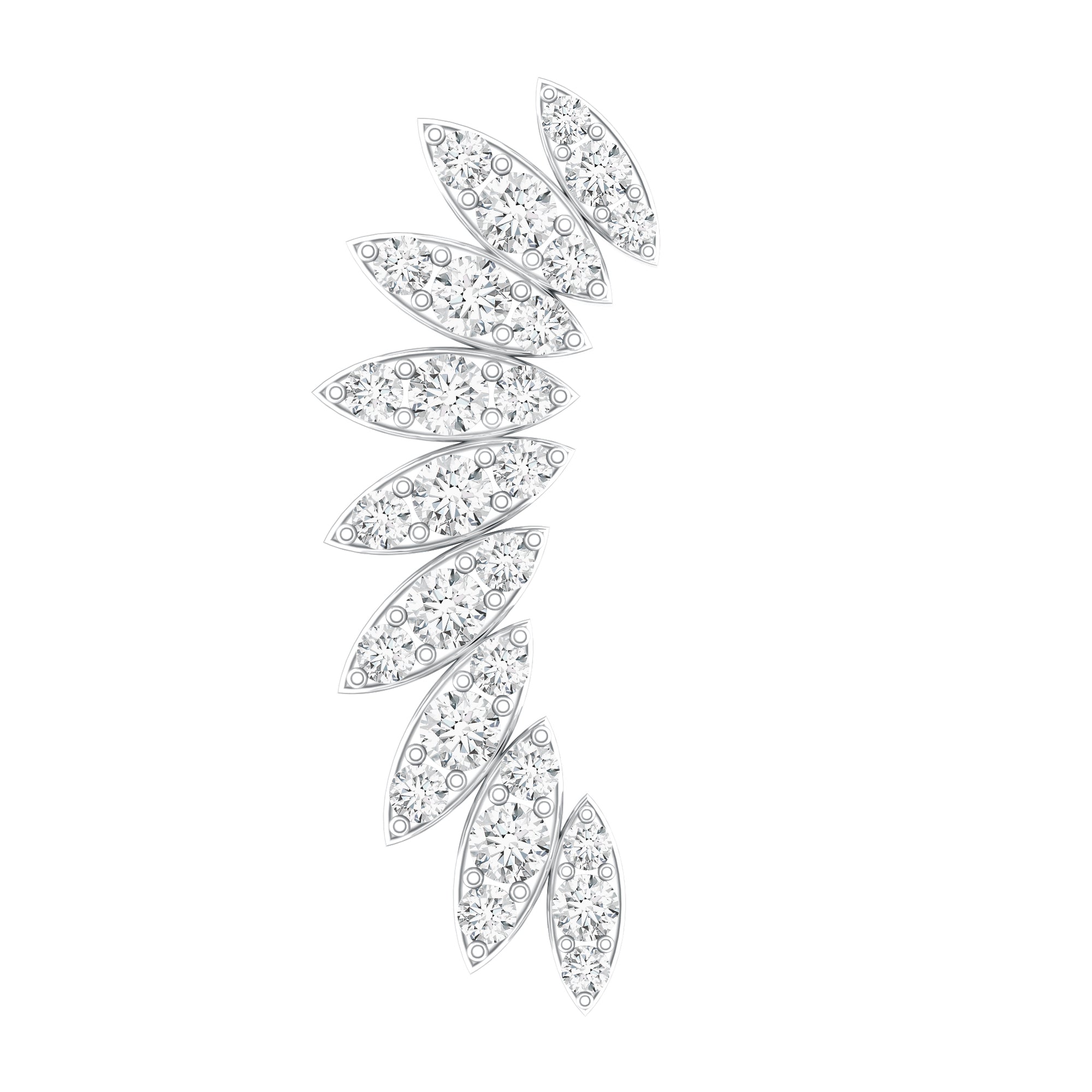 Diamond Wing Crawler Earring for Helix Piercing Natural - ( HI-SI ) - Rosec Jewels