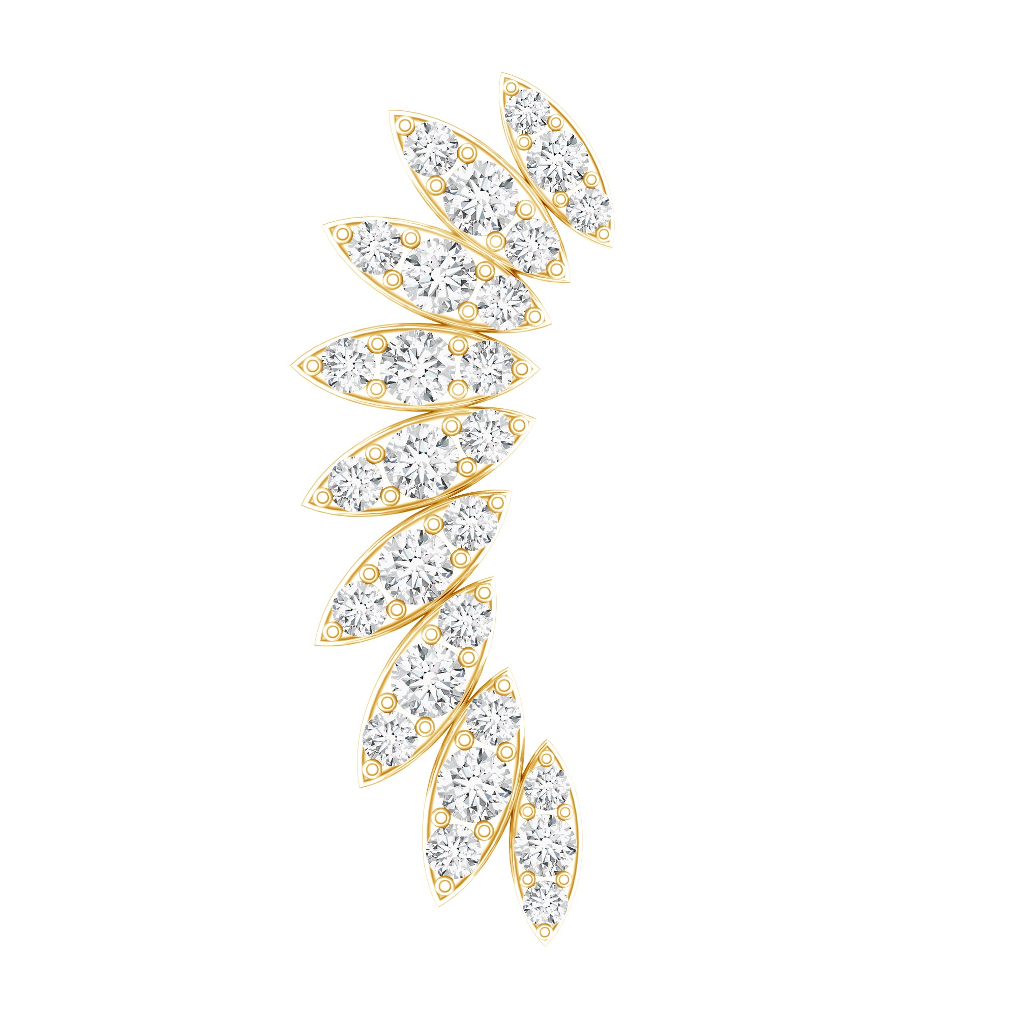 Diamond Wing Crawler Earring for Helix Piercing Natural - ( HI-SI ) - Rosec Jewels