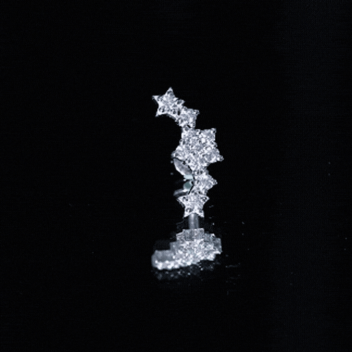 Unique Moissanite Star Crawler Earring for Helix Piercing D-VS1 - Rosec Jewels