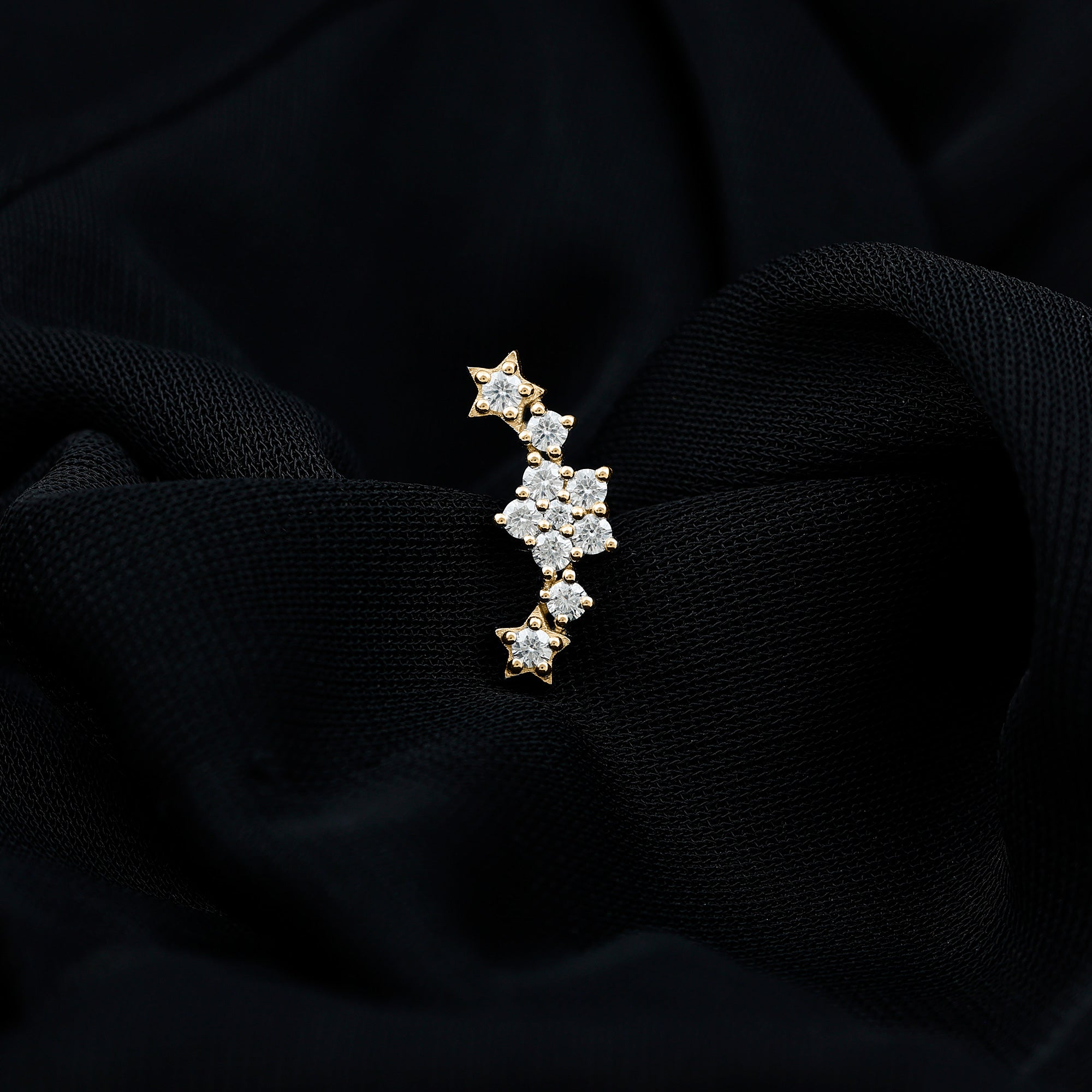 Unique Moissanite Star Crawler Earring for Helix Piercing D-VS1 - Rosec Jewels