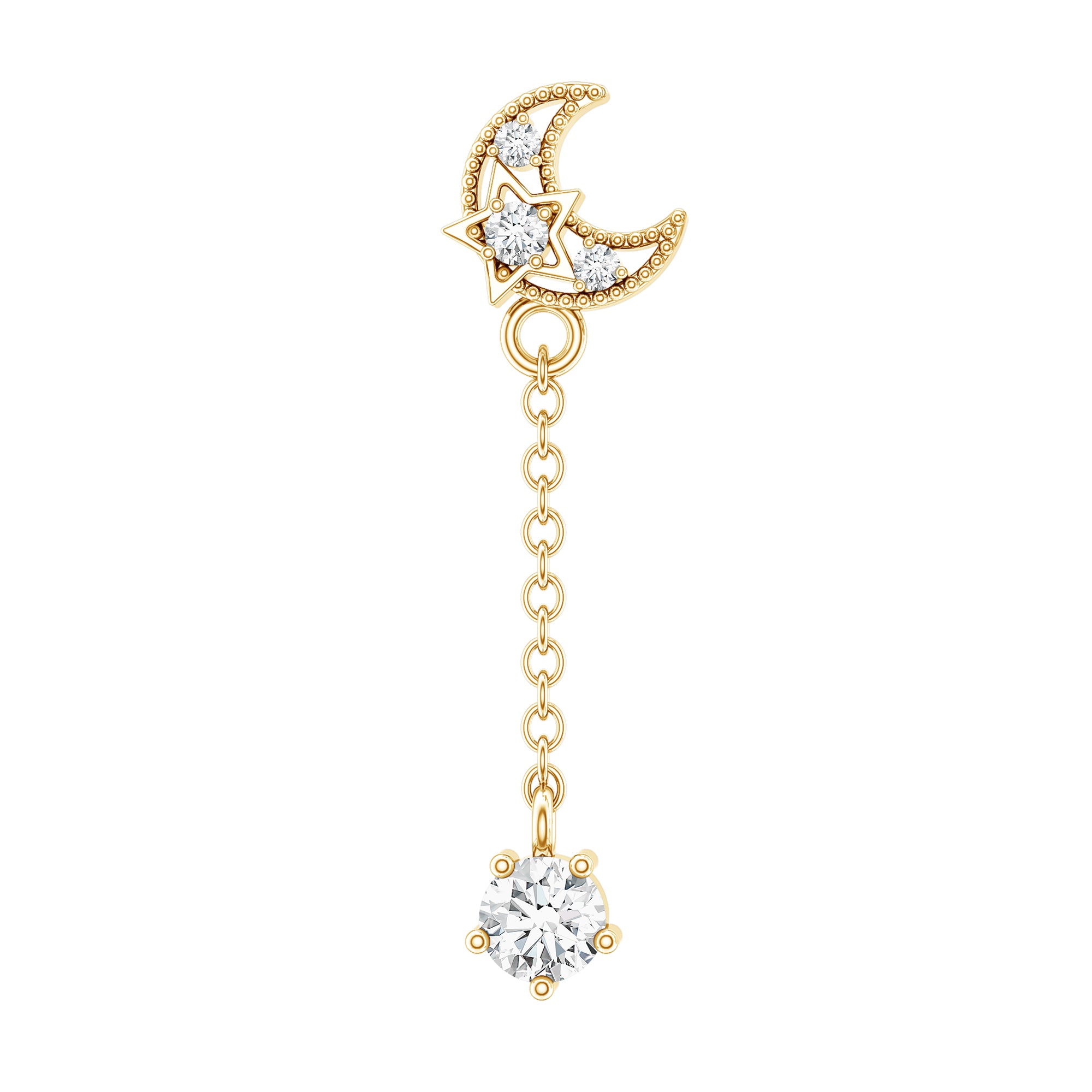 Moissanite Celestial Chain Drop Earring for Helix Piercing D-VS1 - Rosec Jewels