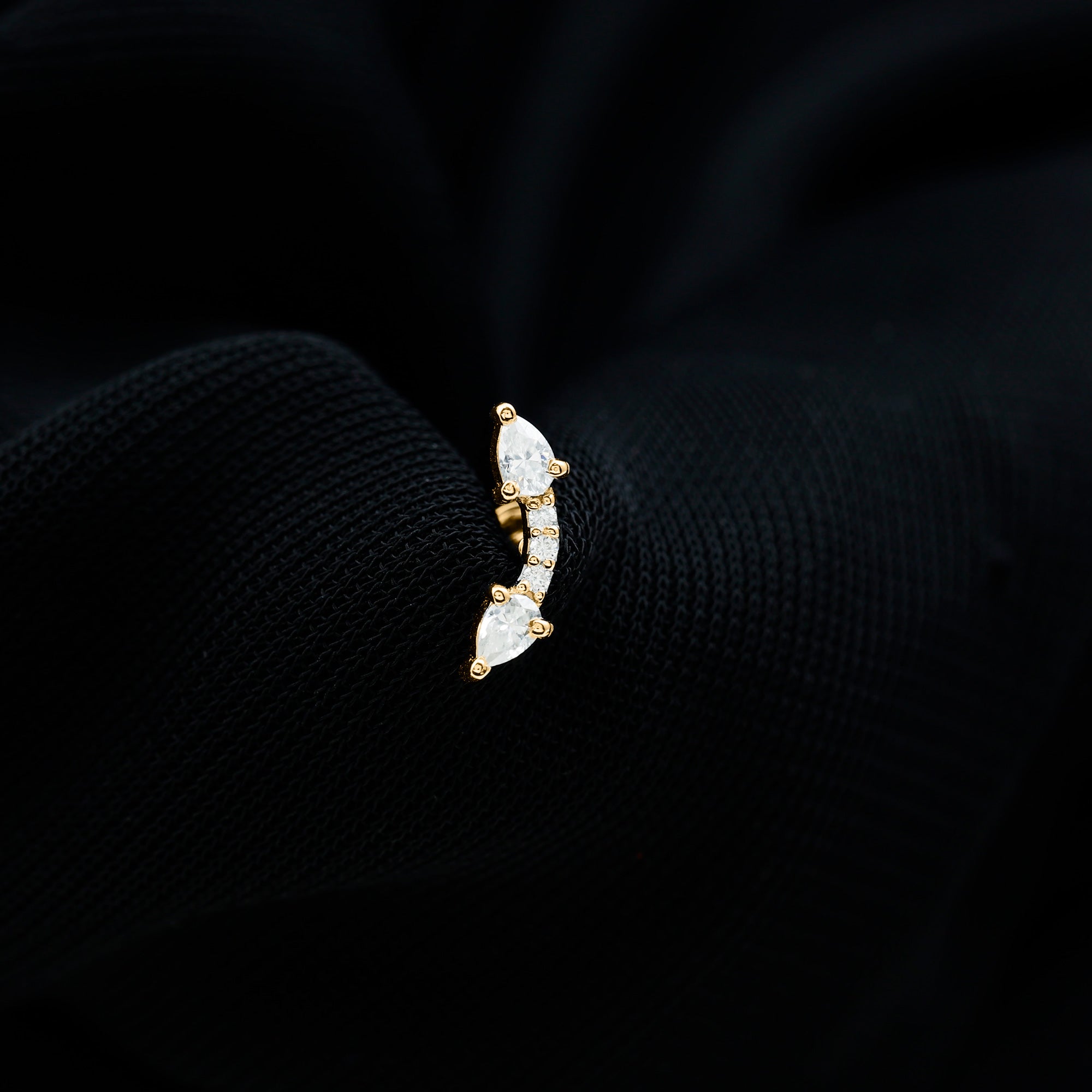 Certified Moissanite Curved Cartilage Earring D-VS1 - Rosec Jewels