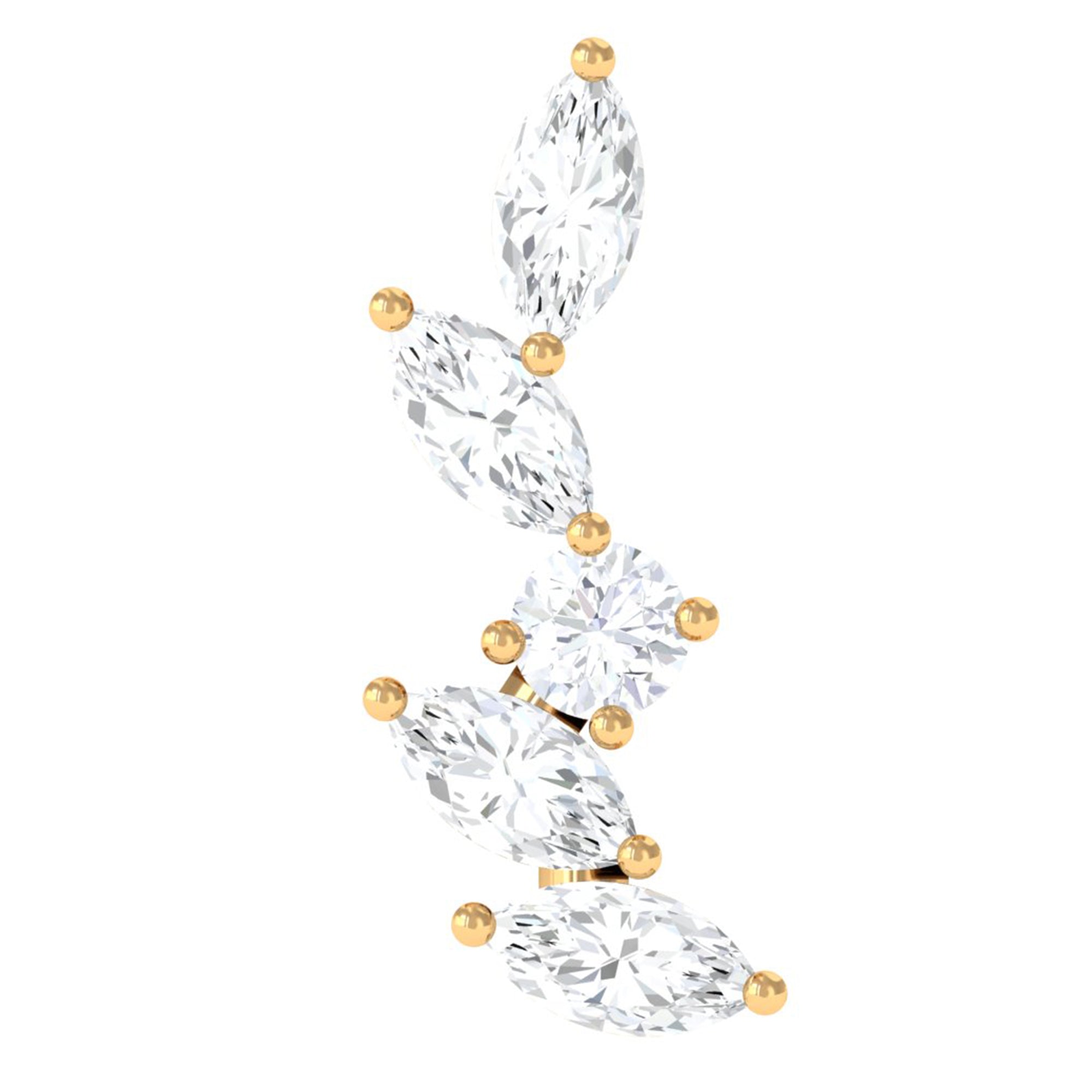 Marquise Shape Diamond Leaf Crawler Helix Earring