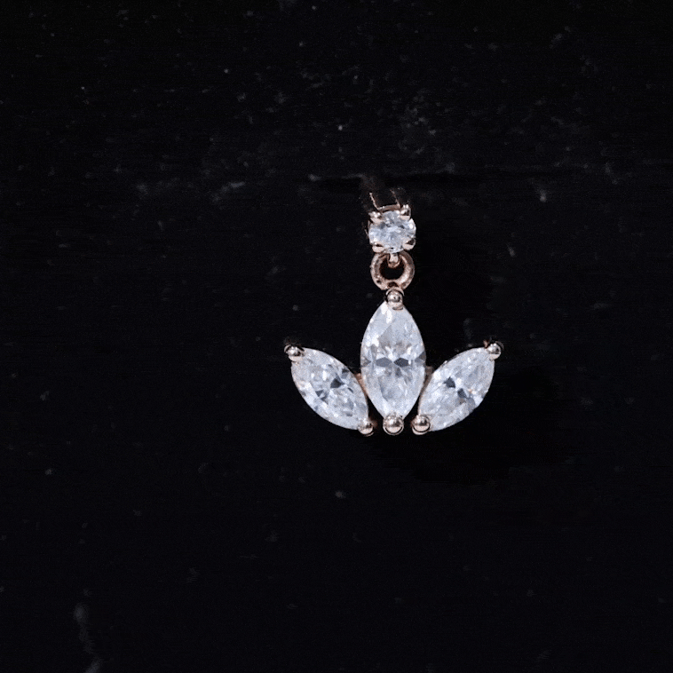 Marquise Cut Moissanite Lotus Flower Drop Helix Earring D-VS1 - Rosec Jewels