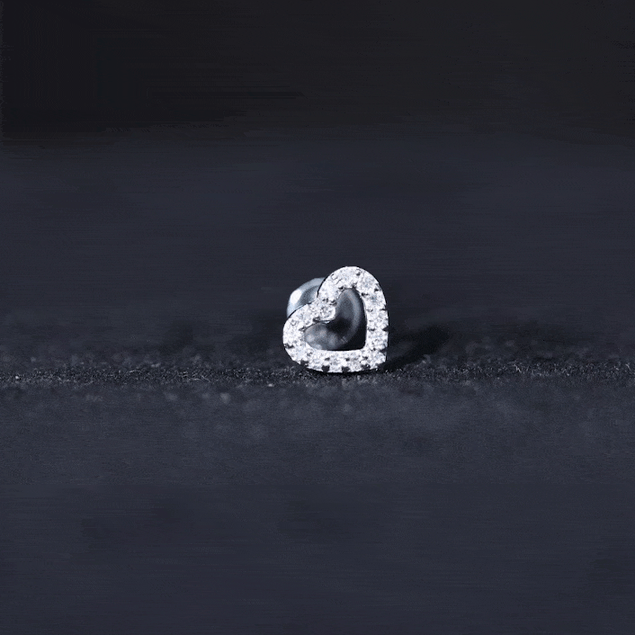 Certified Moissanite Open Heart Earring for Helix Piercing D-VS1 - Rosec Jewels