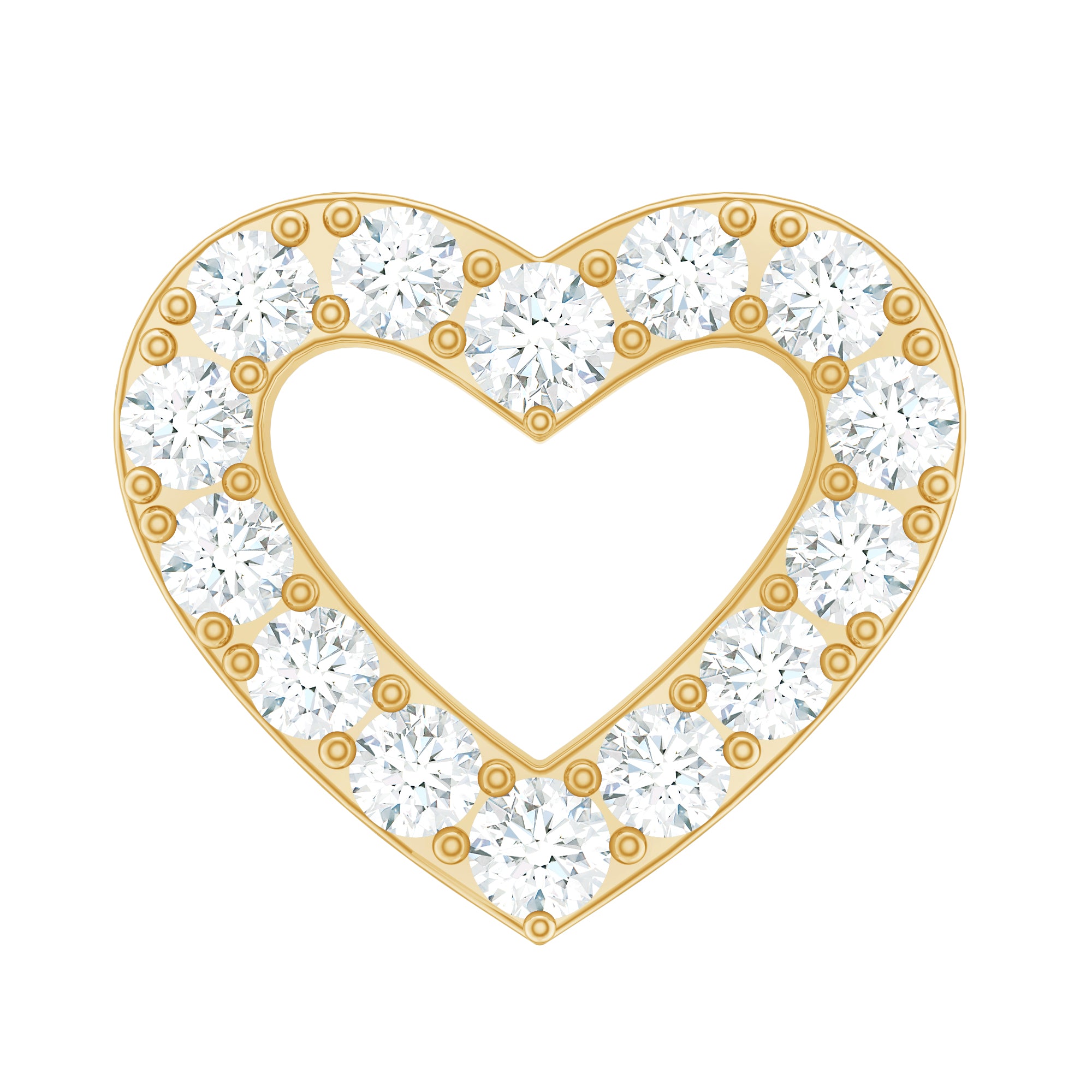 Certified Moissanite Open Heart Earring for Helix Piercing D-VS1 - Rosec Jewels