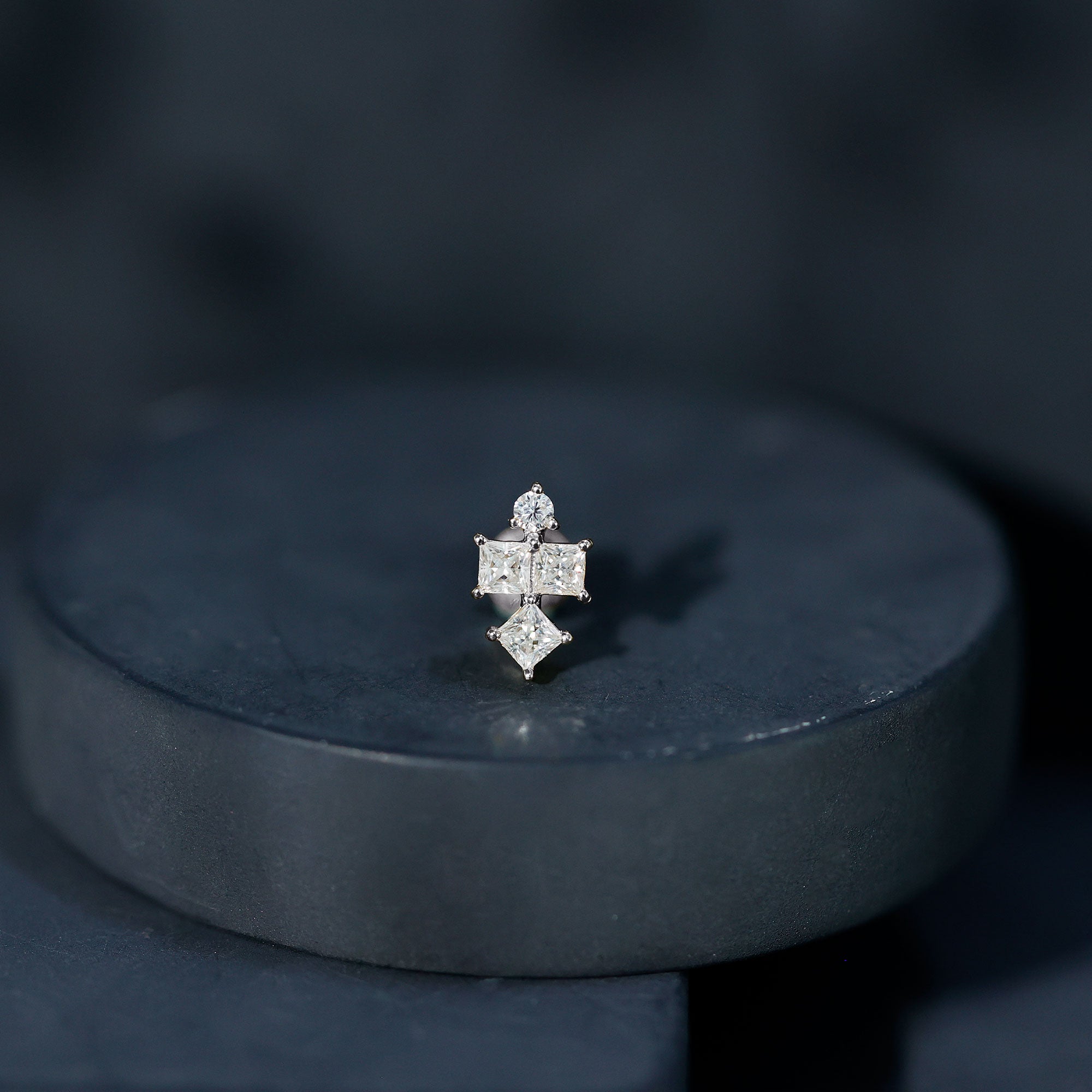 Round and Princess Cut Moissanite Cluster Helix Earring D-VS1 - Rosec Jewels
