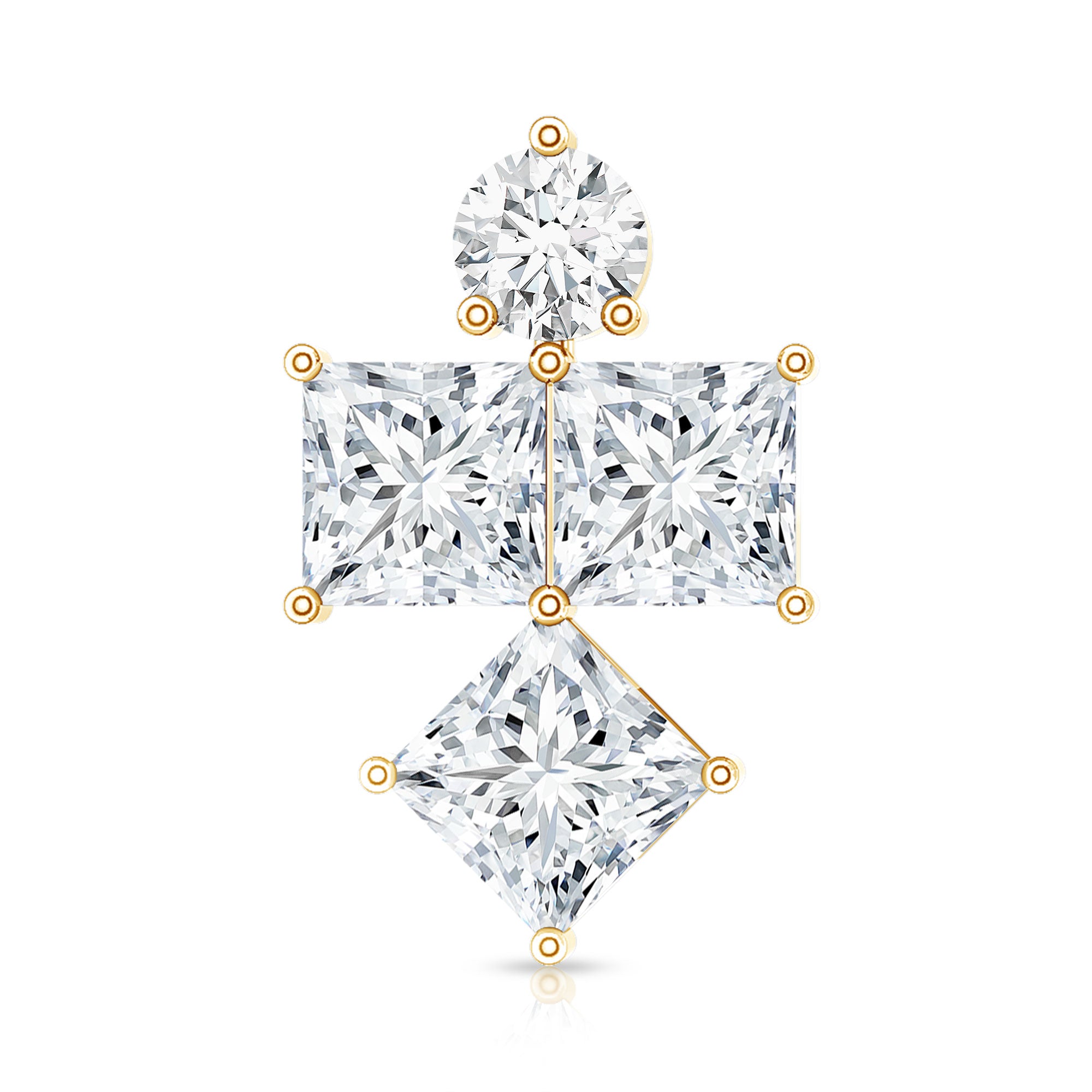 Round and Princess Cut Moissanite Cluster Helix Earring D-VS1 - Rosec Jewels
