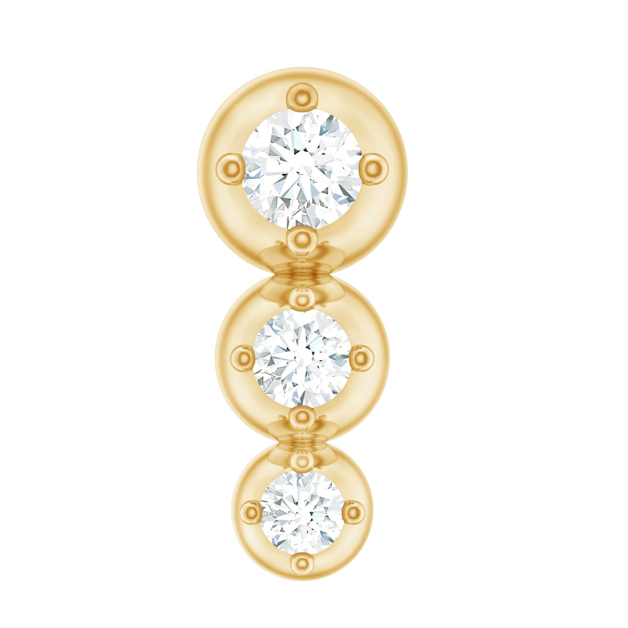 Natural Round Diamond Three Stone Tragus Earring Natural - ( HI-SI ) - Rosec Jewels