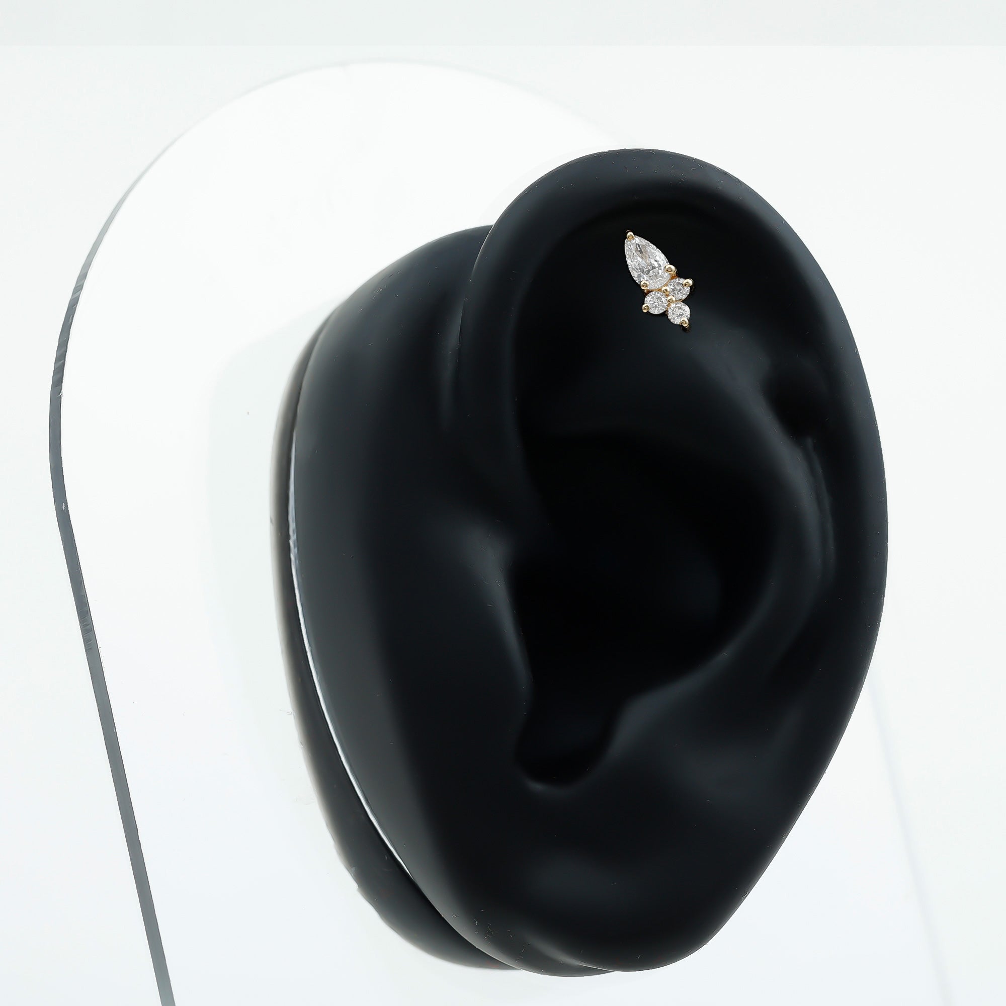 Pear and Round Diamond Earring for Helix Piercing Natural - ( HI-SI ) - Rosec Jewels