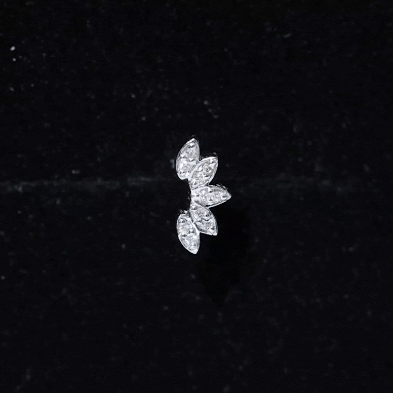 Natural Round Diamond Flower Earring for Helix Piercing Natural - ( HI-SI ) - Rosec Jewels