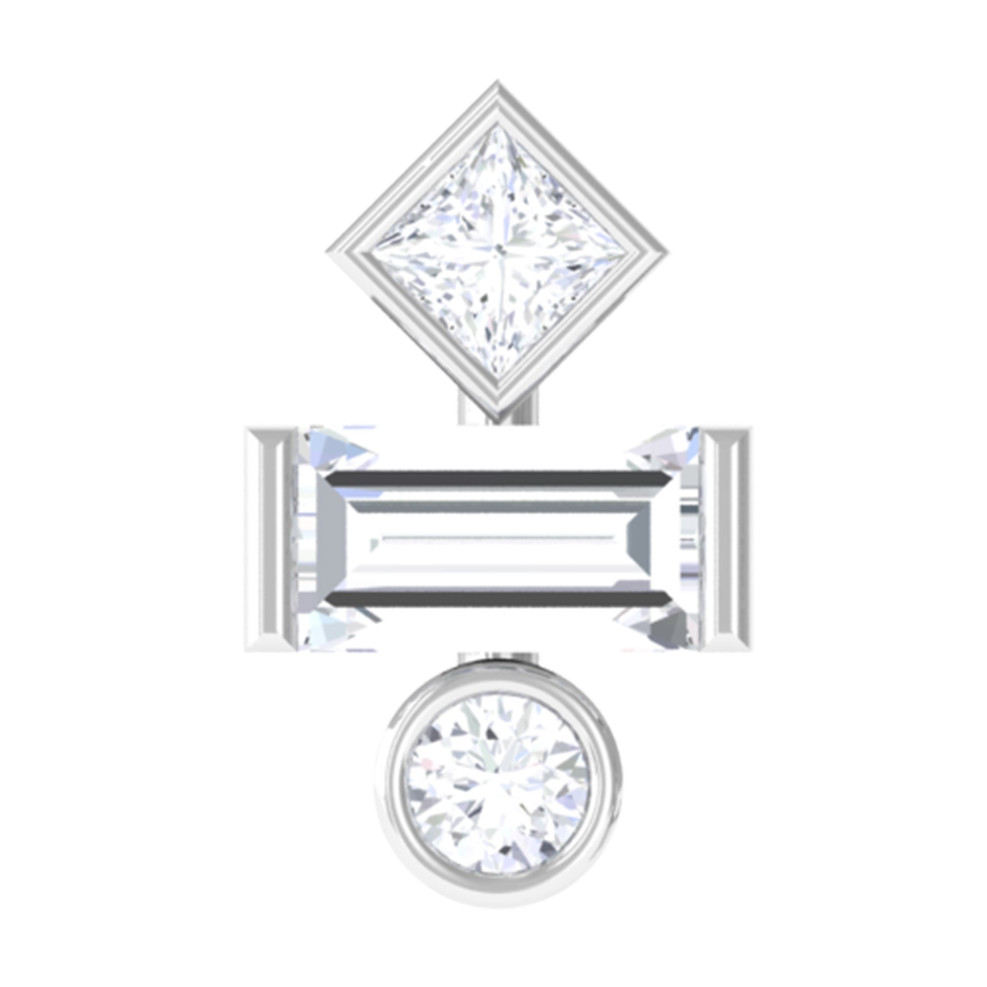Certified Moissanite Three Stone Earring for Tragus Piercing D-VS1 - Rosec Jewels