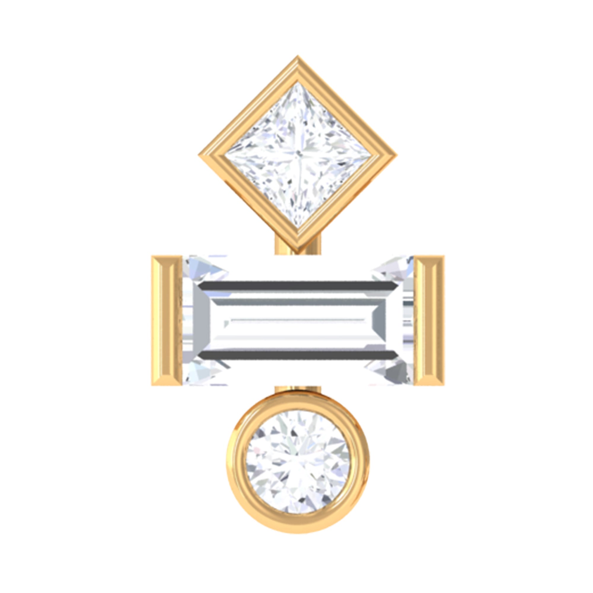 Certified Moissanite Three Stone Earring for Tragus Piercing D-VS1 - Rosec Jewels