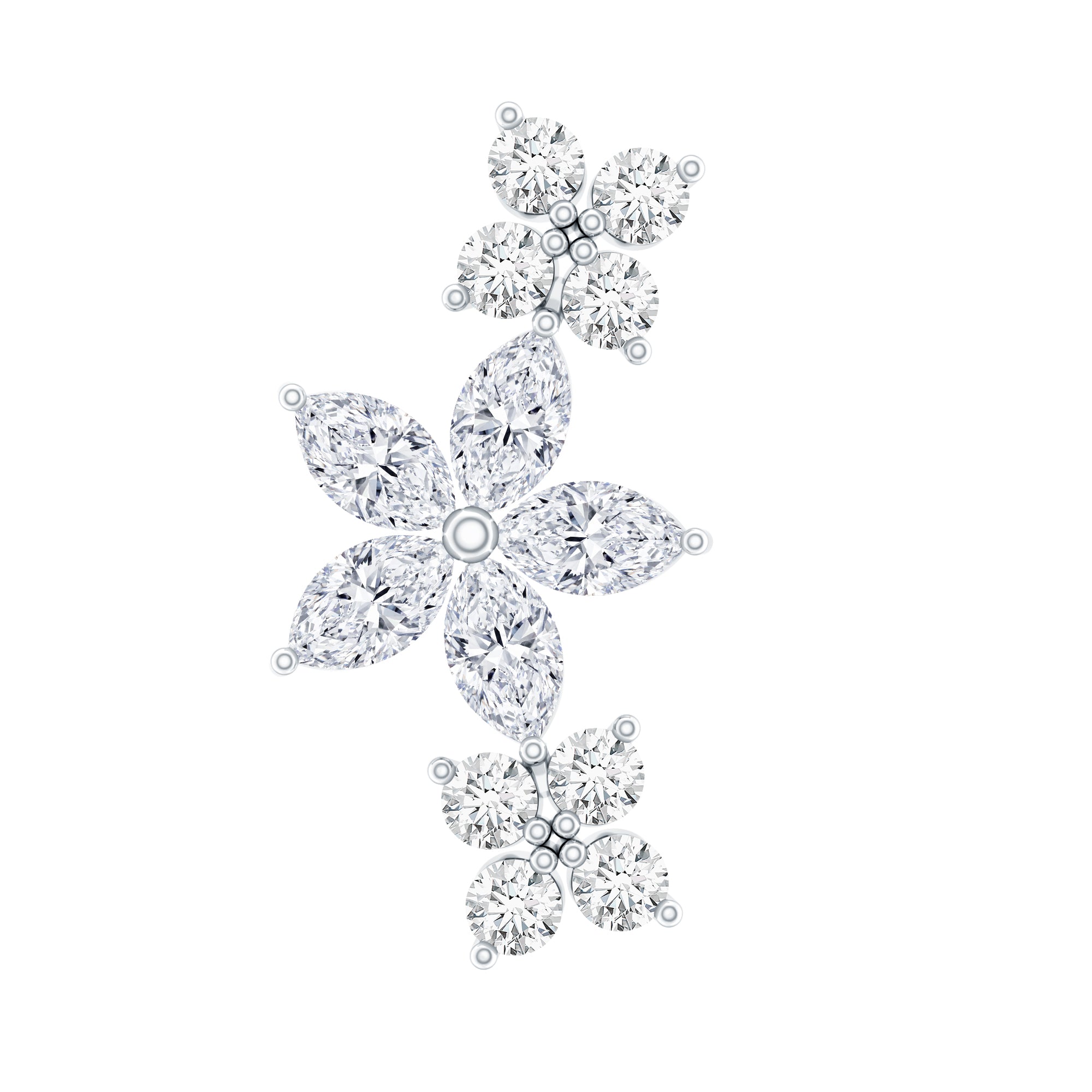 Certified Round Moissanite Flower Ear Crawler Earring D-VS1 - Rosec Jewels