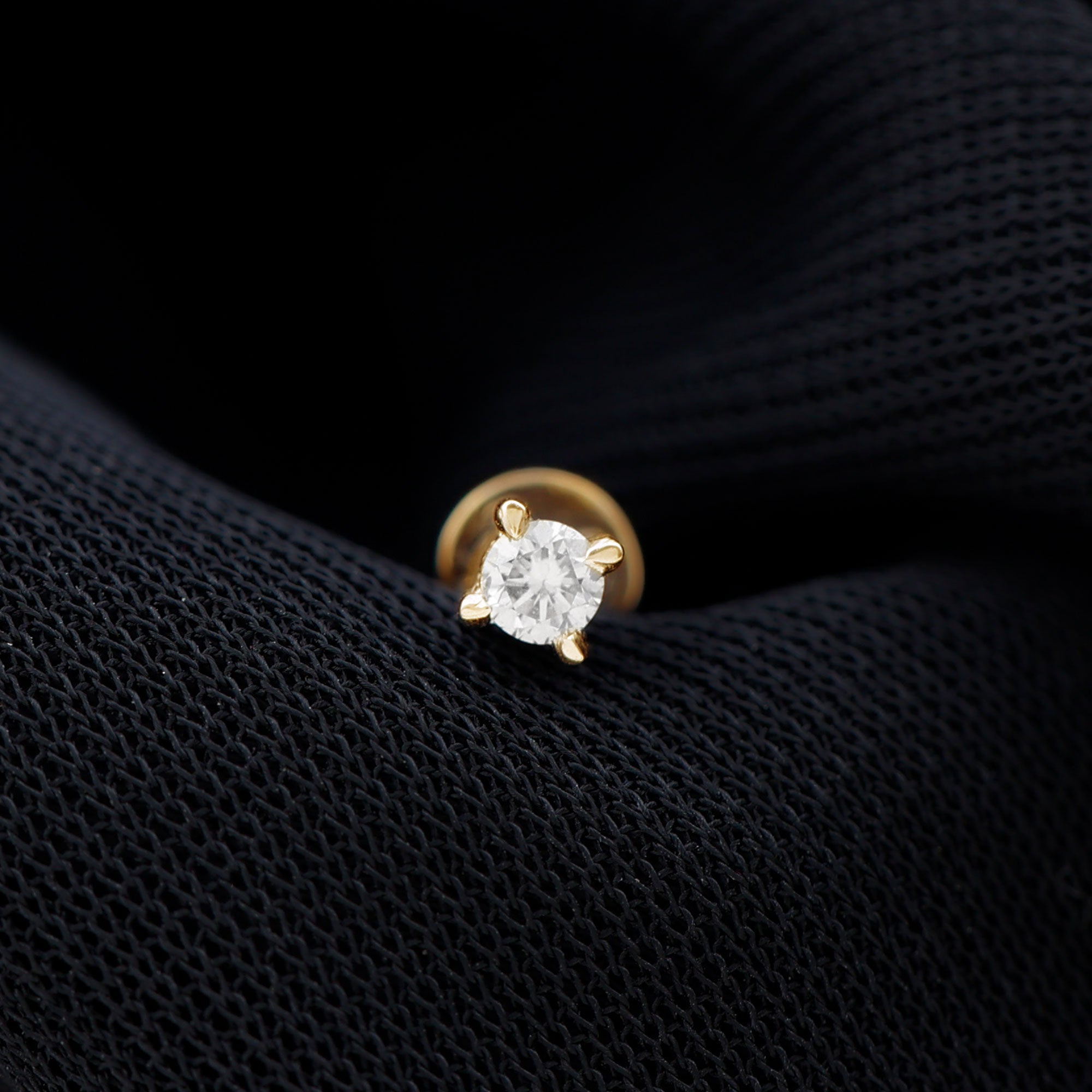 Dainty Round Diamond Conch Earring in Prong Setting Natural - ( HI-SI ) - Rosec Jewels