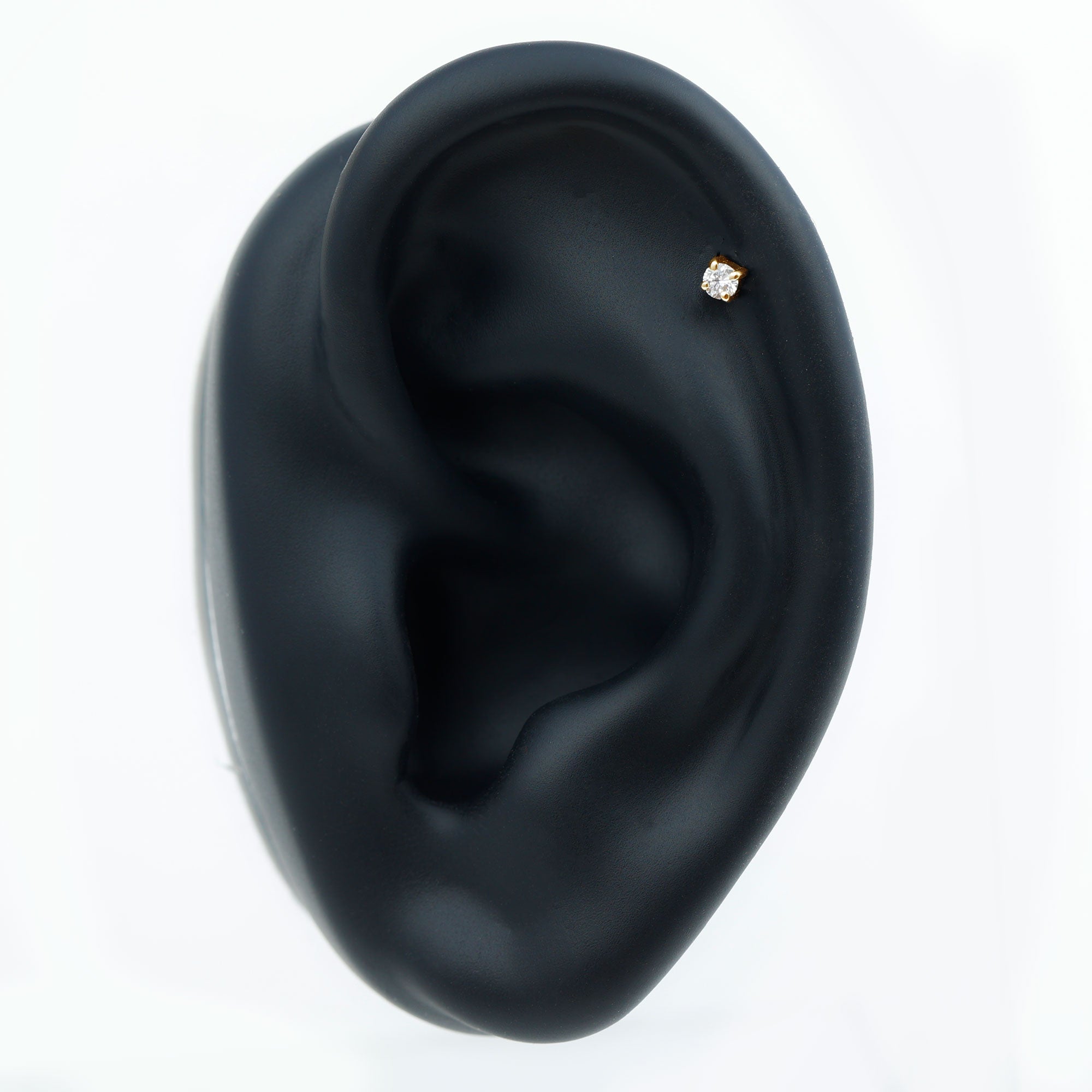 Dainty Round Diamond Conch Earring in Prong Setting Natural - ( HI-SI ) - Rosec Jewels