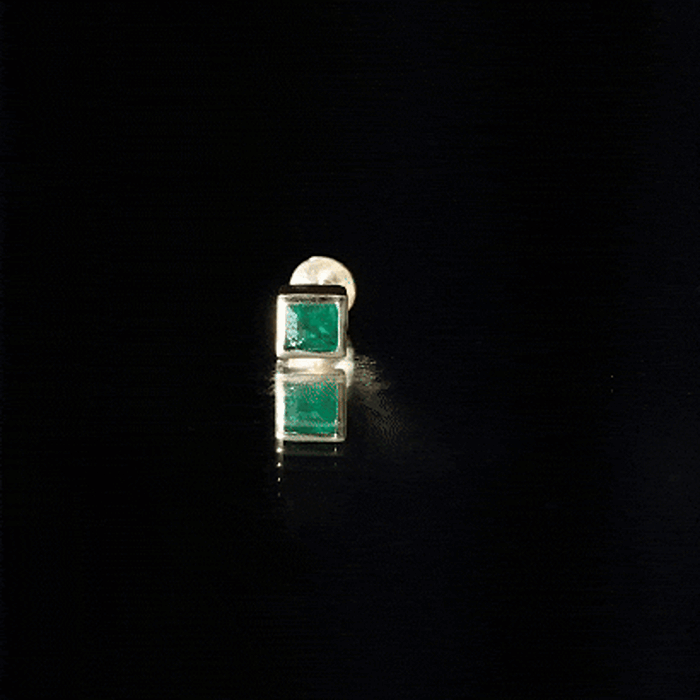 Princess Cut Emerald Helix Earring in Bezel Setting AAA - Rosec Jewels