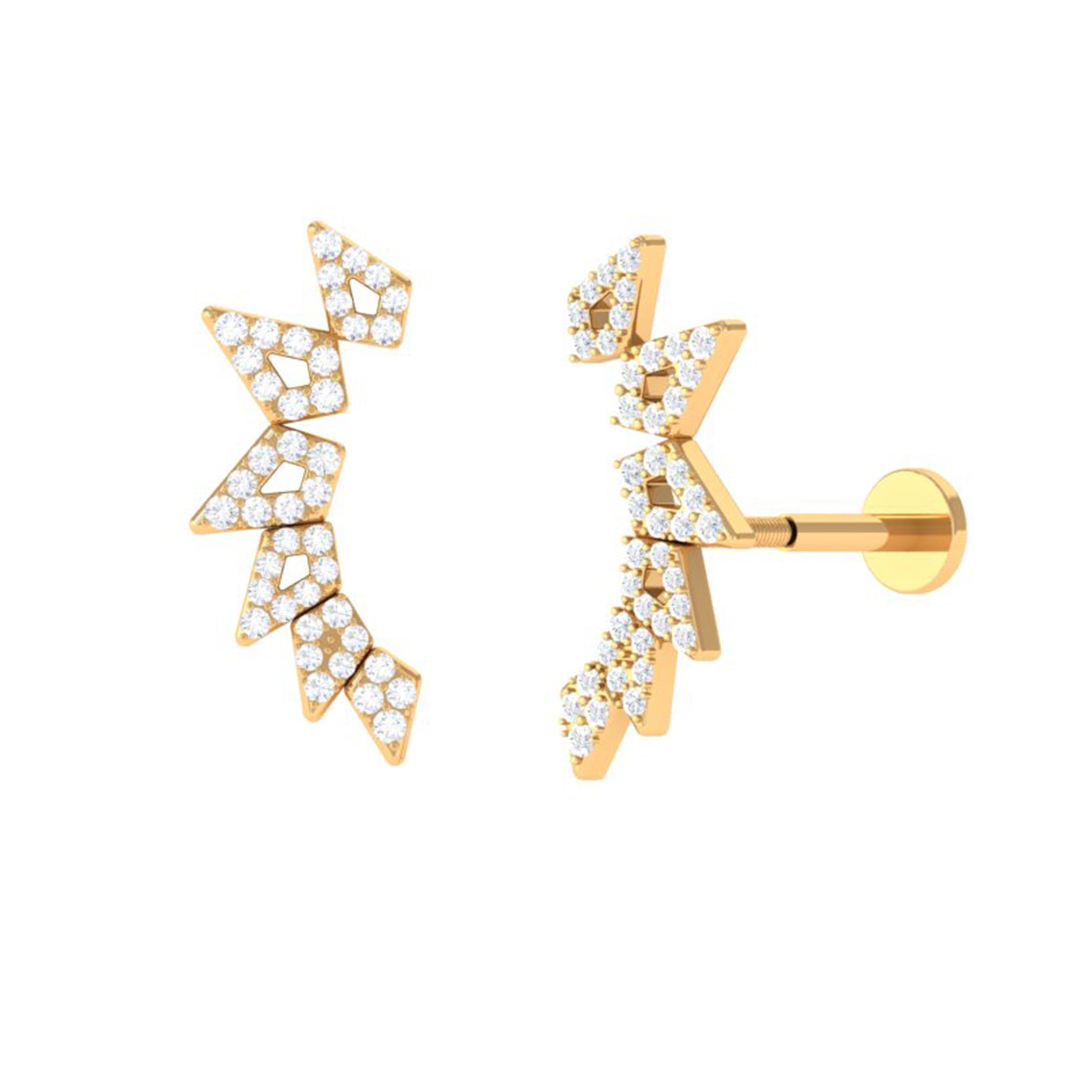 Designer Diamond Ear Crawler Earring for Helix Piercing