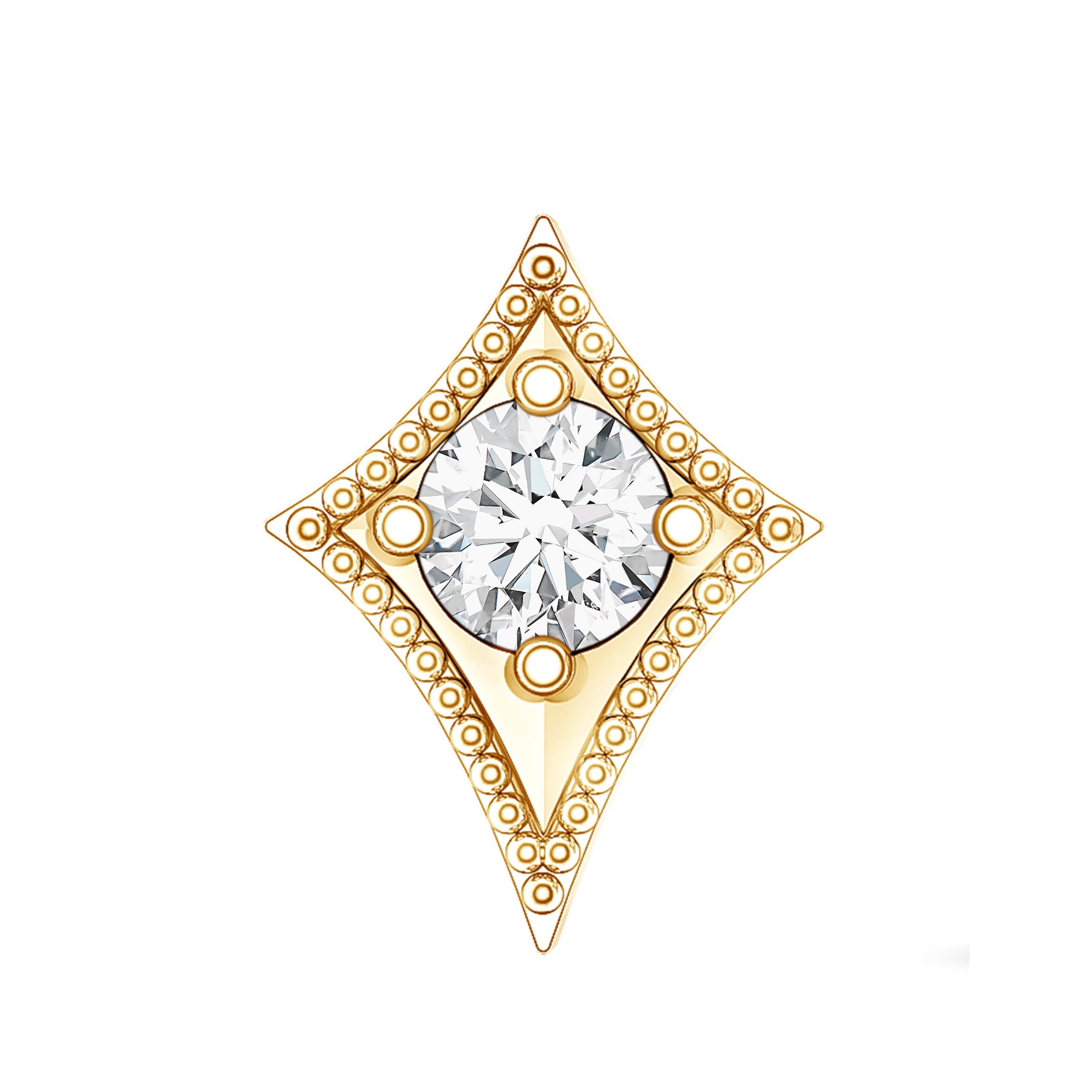 Diamond Kite Shape Tragus Earring Natural - ( HI-SI ) - Rosec Jewels