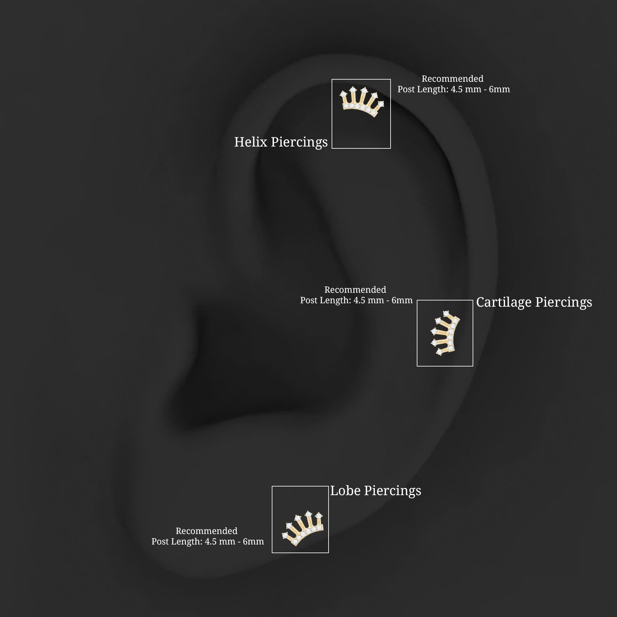 Certified Diamond Crown Earring for Helix Piercing Natural - ( HI-SI ) - Rosec Jewels