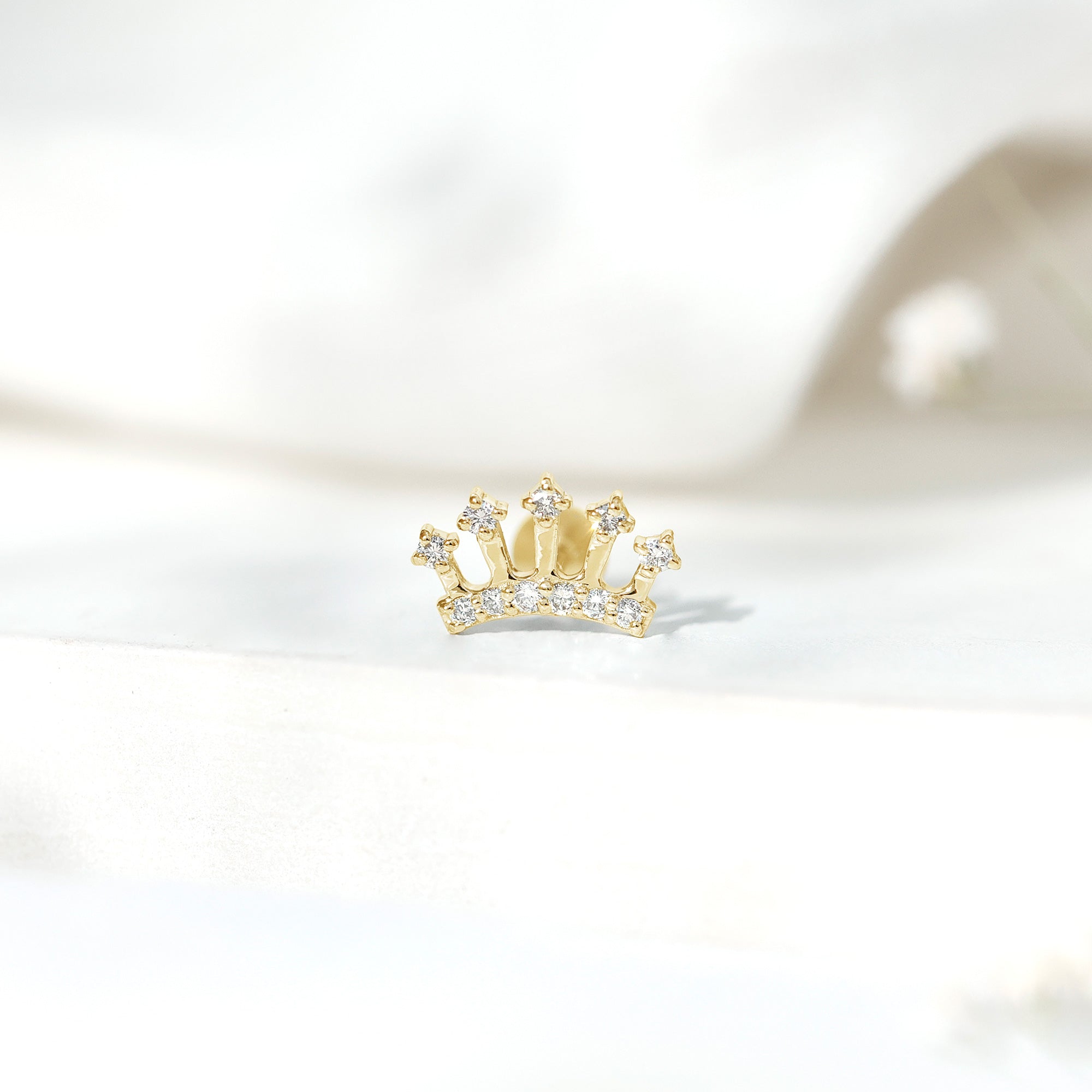 Certified Diamond Crown Earring for Helix Piercing Natural - ( HI-SI ) - Rosec Jewels