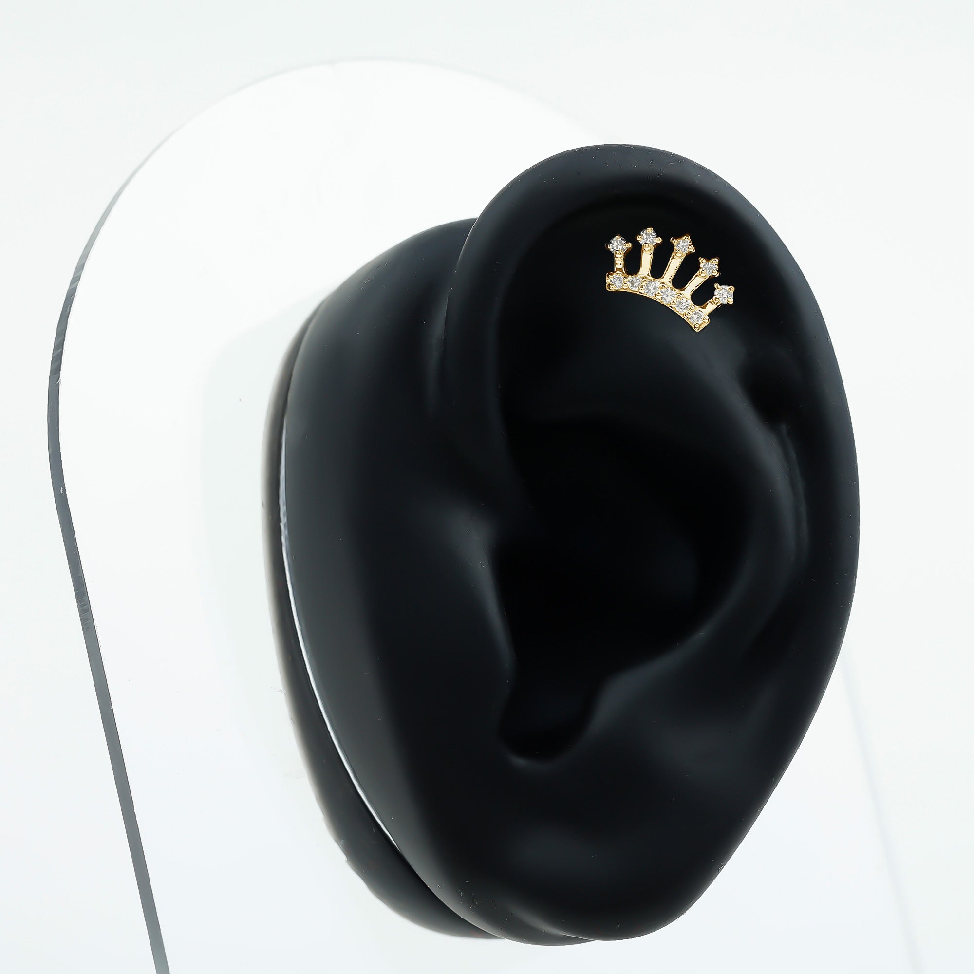 Certified Diamond Crown Earring for Helix Piercing Natural - ( HI-SI ) - Rosec Jewels