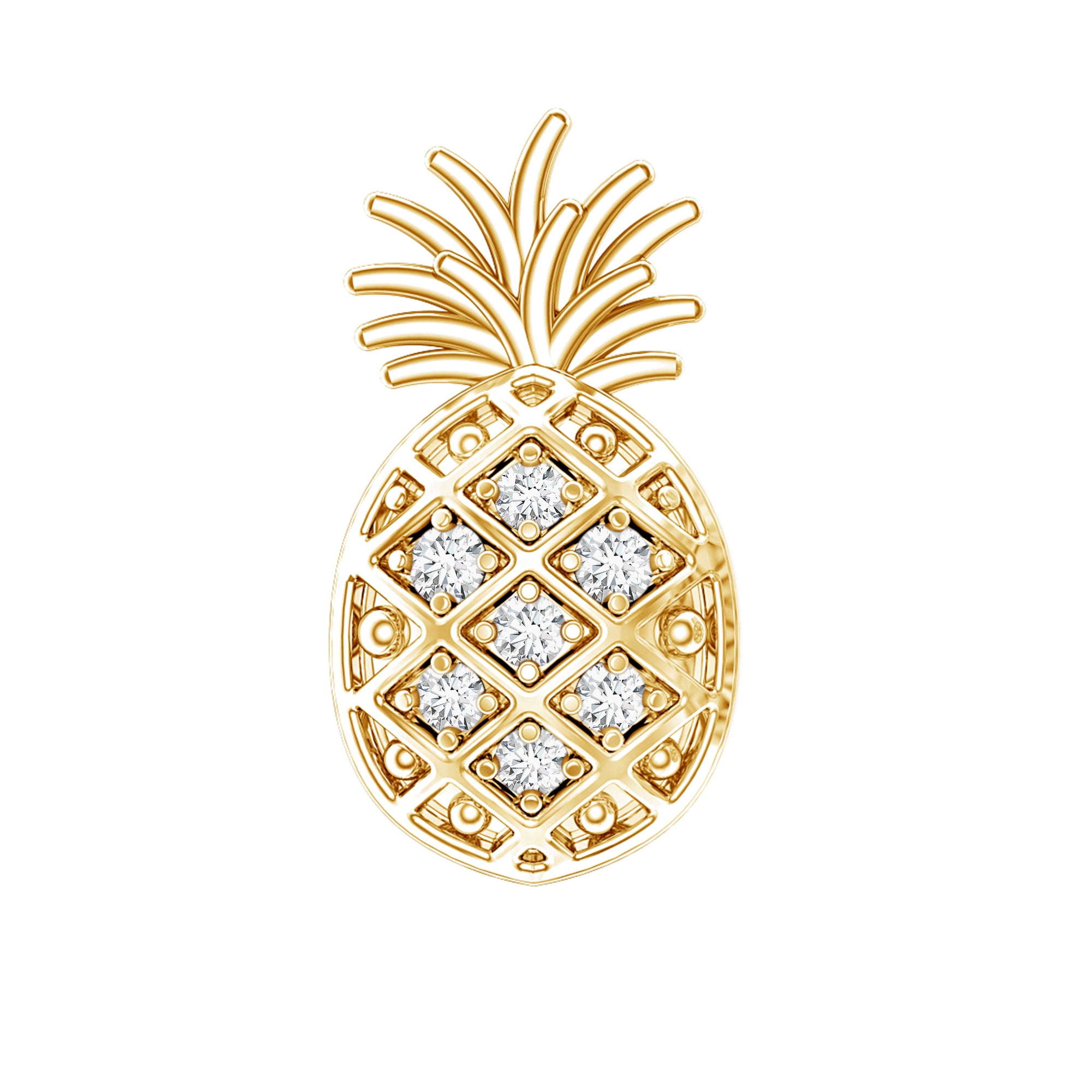 Diamond Pineapple Earring for Cartilage Piercing Natural - ( HI-SI ) - Rosec Jewels