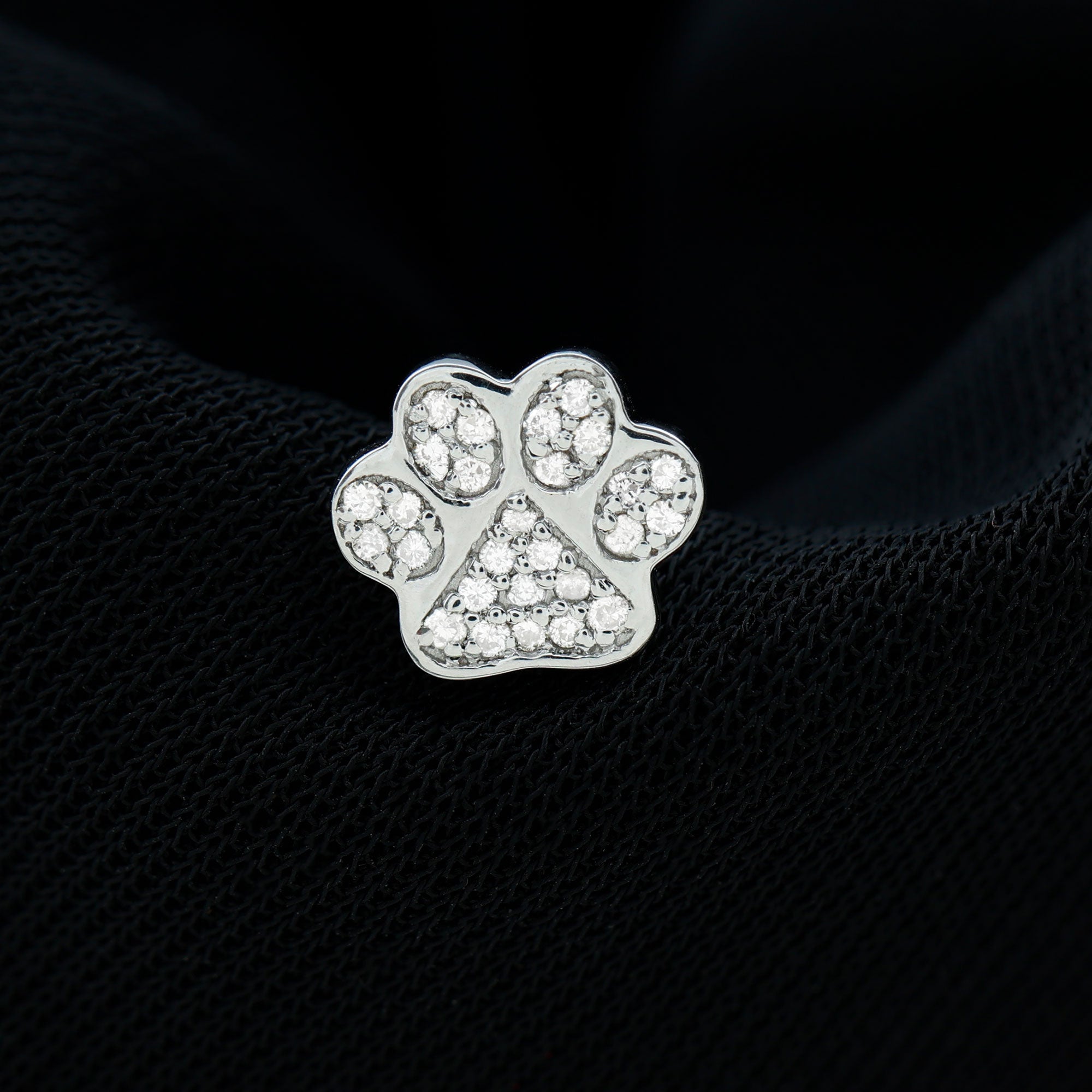 Moissanite Dog Paw Print Earring for Cartilage Piercing D-VS1 - Rosec Jewels
