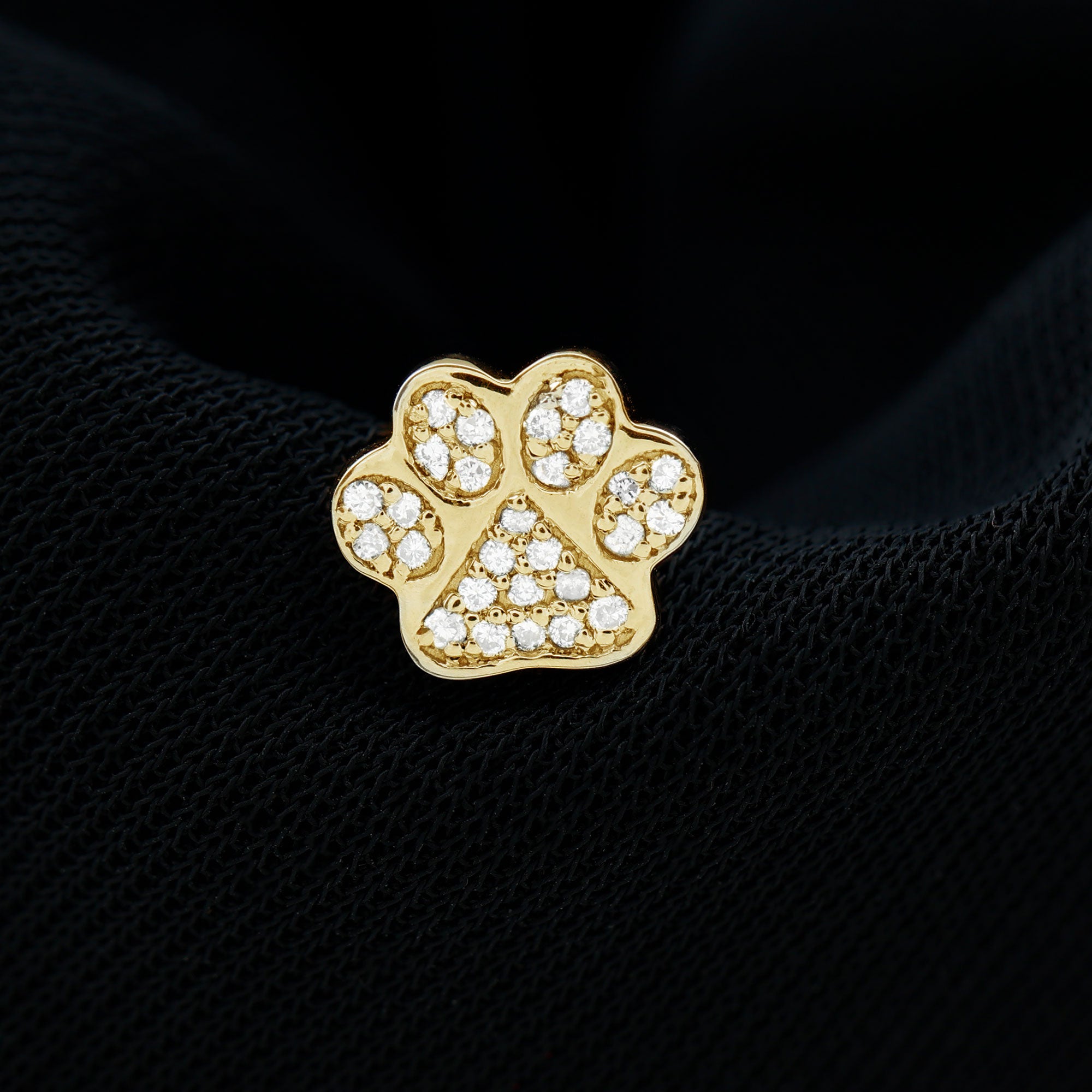 Moissanite Dog Paw Print Earring for Cartilage Piercing D-VS1 - Rosec Jewels