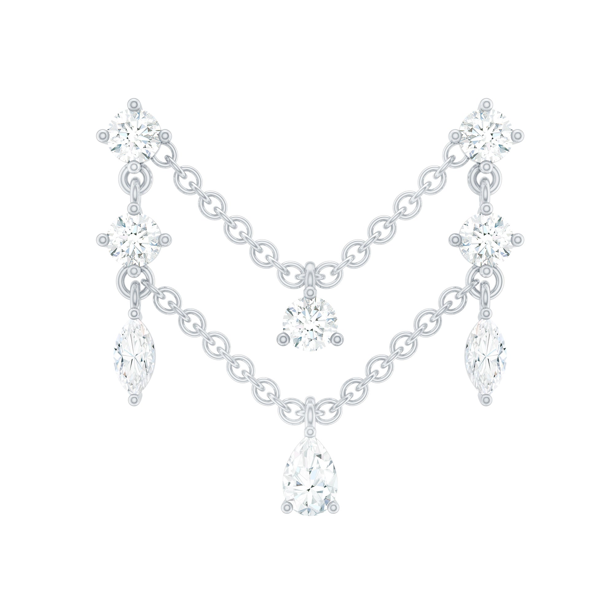 Certified Moissanite Double Chain Helix Earring D-VS1 - Rosec Jewels