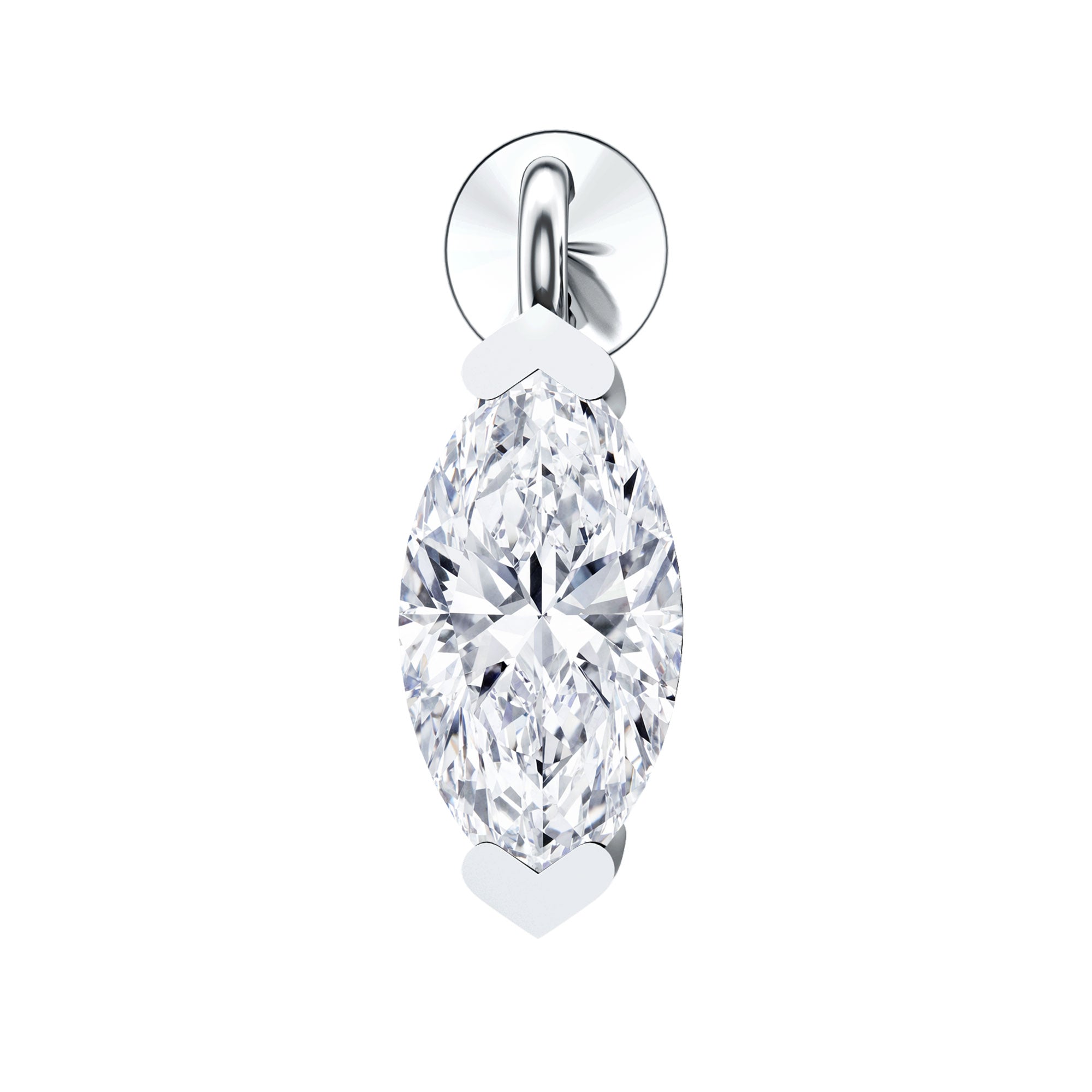 Marquise Moissanite Drop Earring for Tragus Piercing D-VS1 - Rosec Jewels