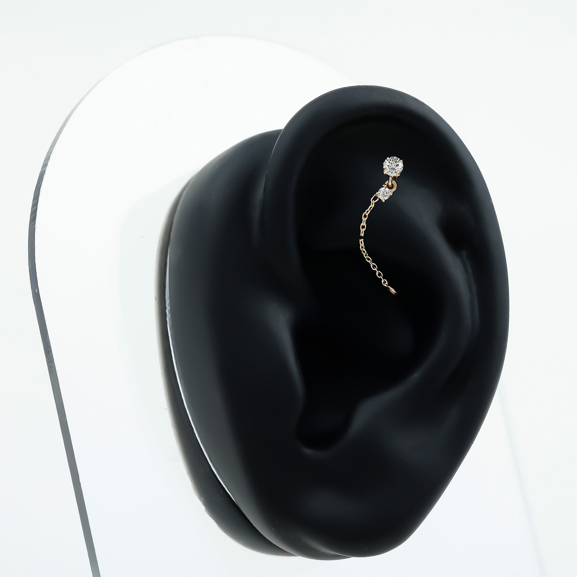 Certified Diamond Chain Drop Earring for Helix Piercing Natural - ( HI-SI ) - Rosec Jewels