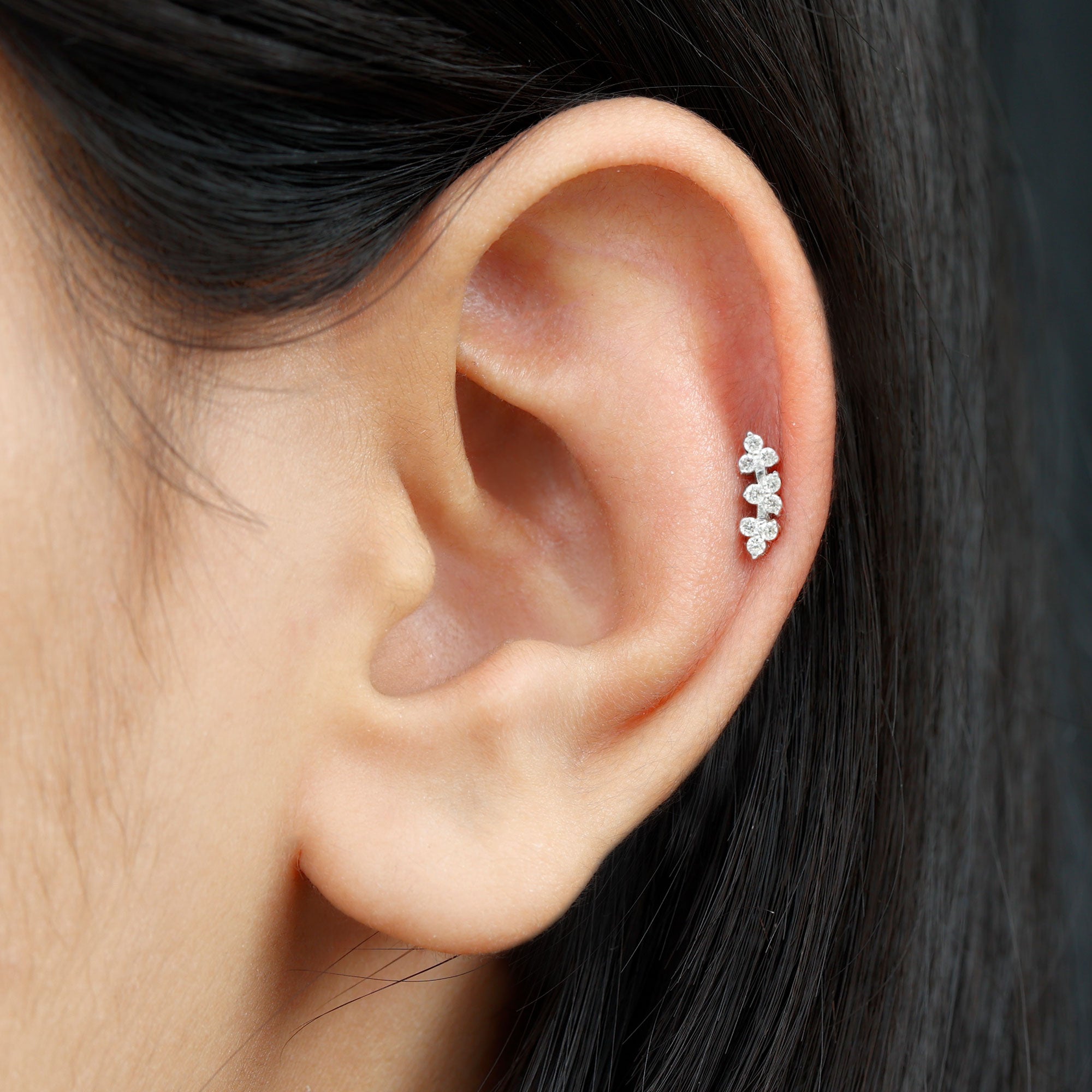 Unique Moissanite Cartilage Climber Earring D-VS1 - Rosec Jewels