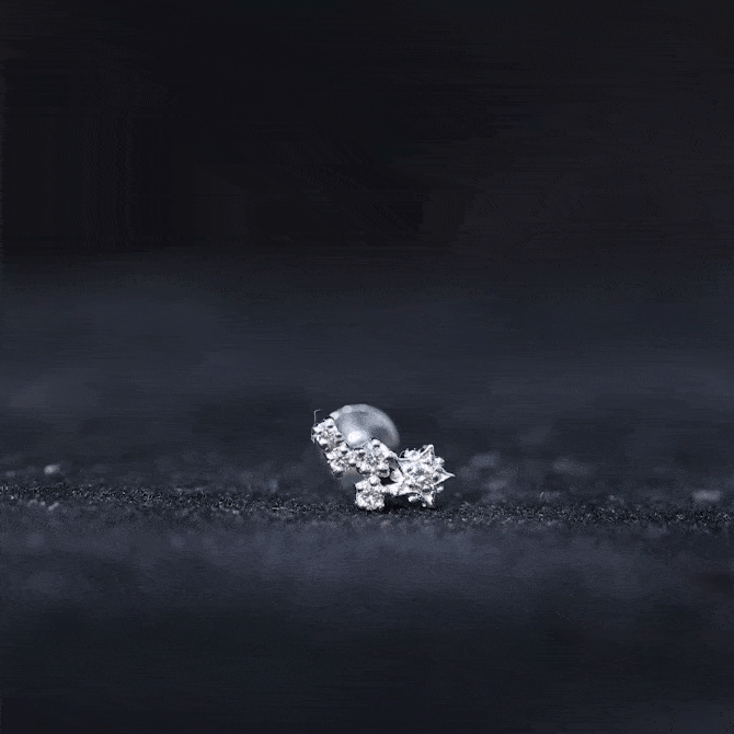 Natural Diamond Star Crawler Earring for Helix Piercing Natural - ( HI-SI ) - Rosec Jewels